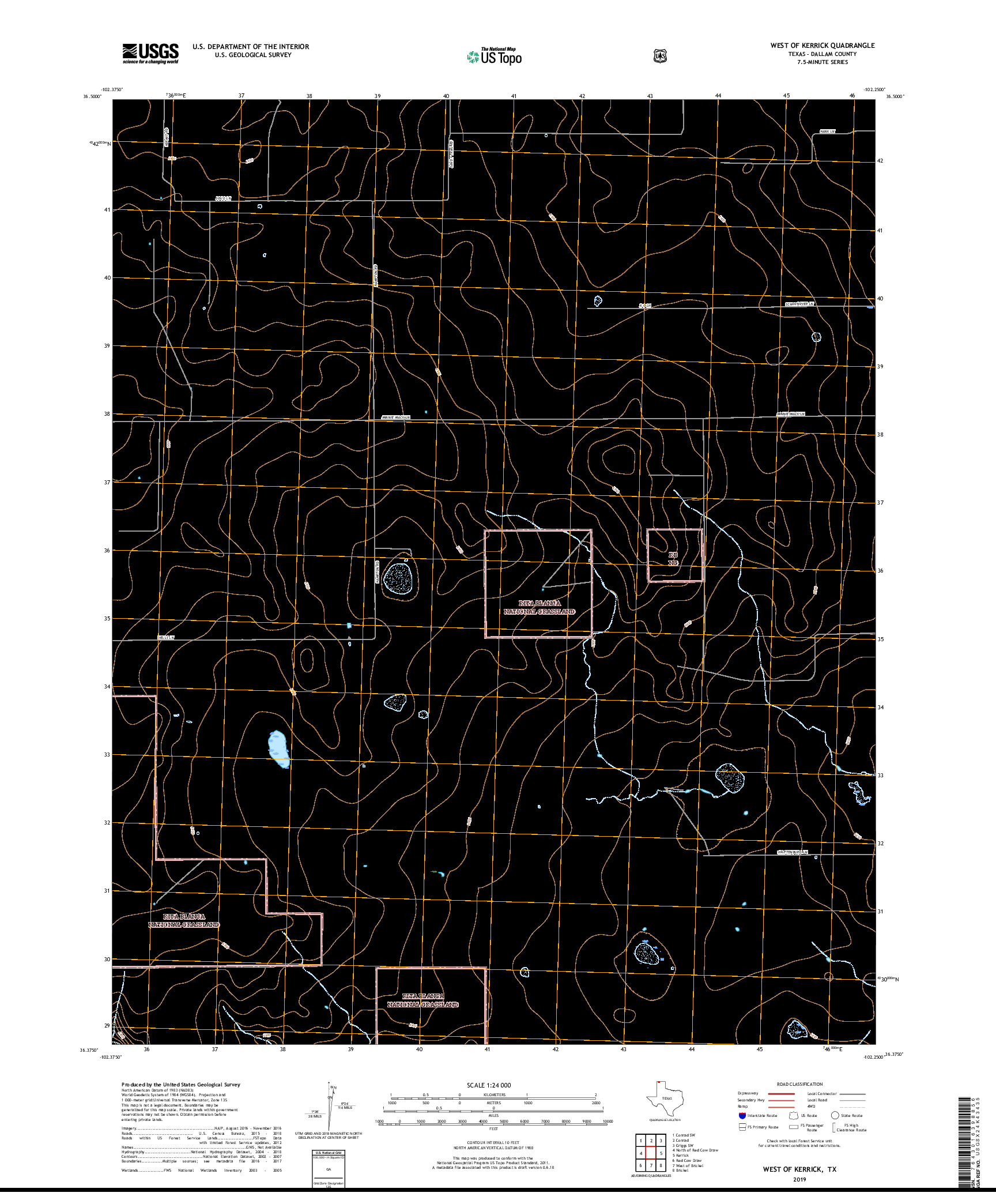 USGS US TOPO 7.5-MINUTE MAP FOR WEST OF KERRICK, TX 2019