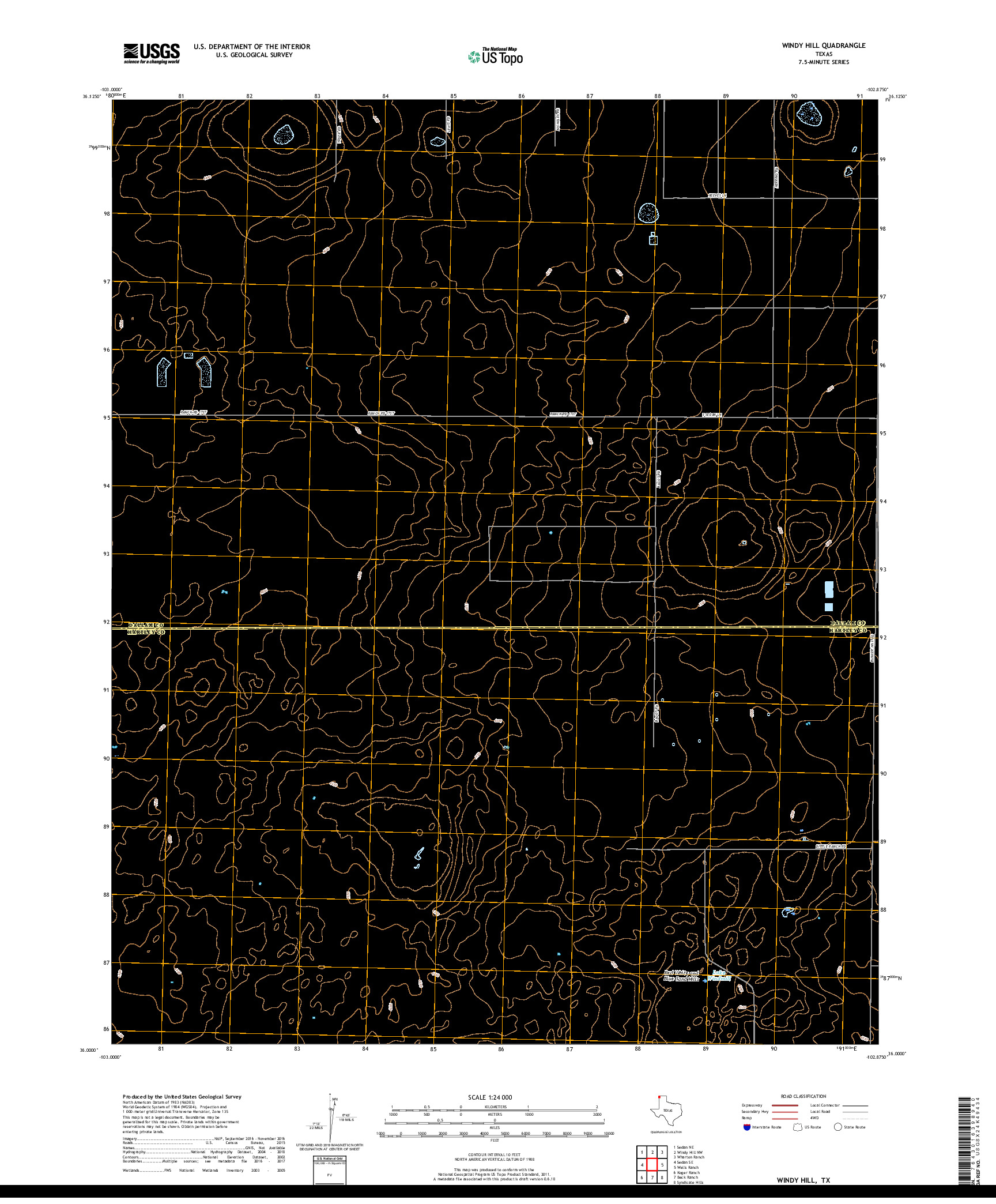 USGS US TOPO 7.5-MINUTE MAP FOR WINDY HILL, TX 2019