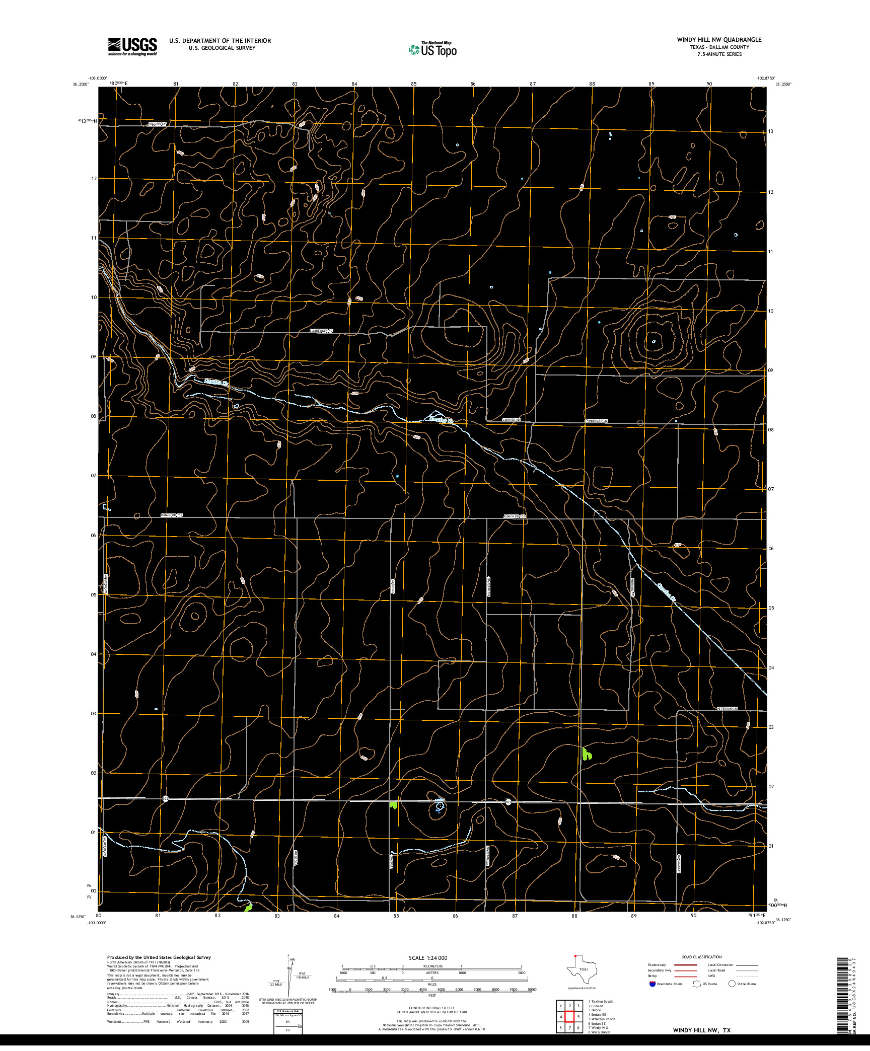 USGS US TOPO 7.5-MINUTE MAP FOR WINDY HILL NW, TX 2019