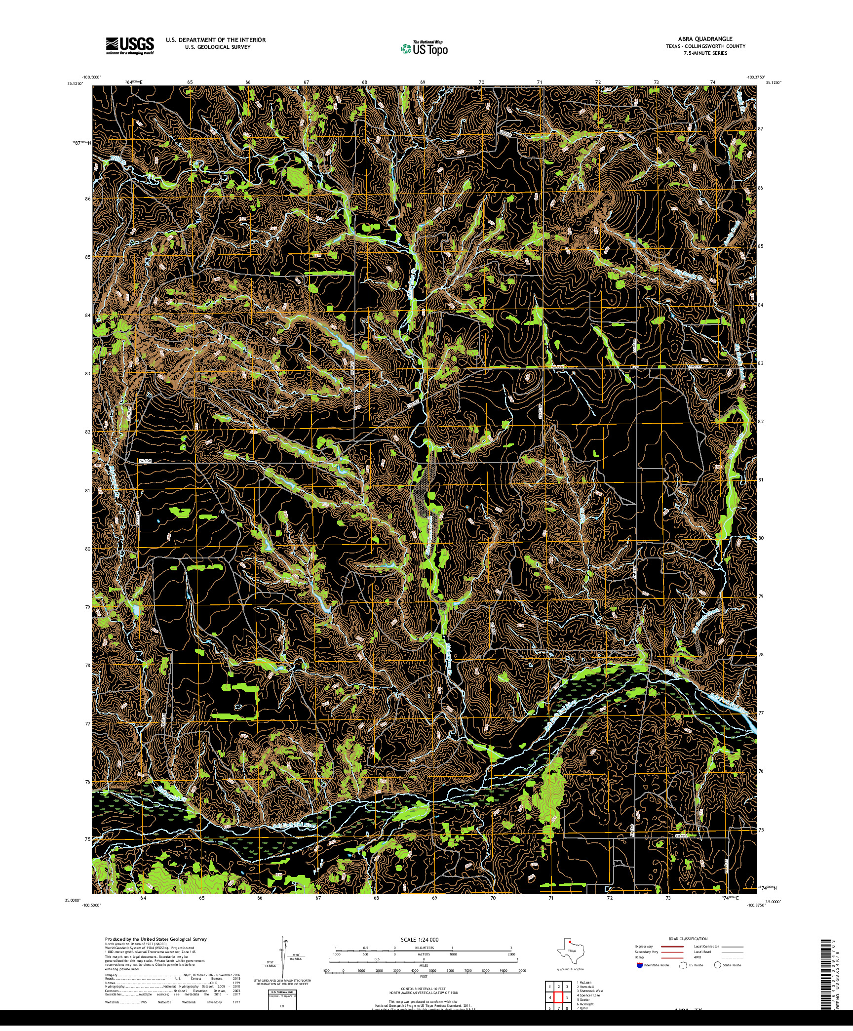 USGS US TOPO 7.5-MINUTE MAP FOR ABRA, TX 2019