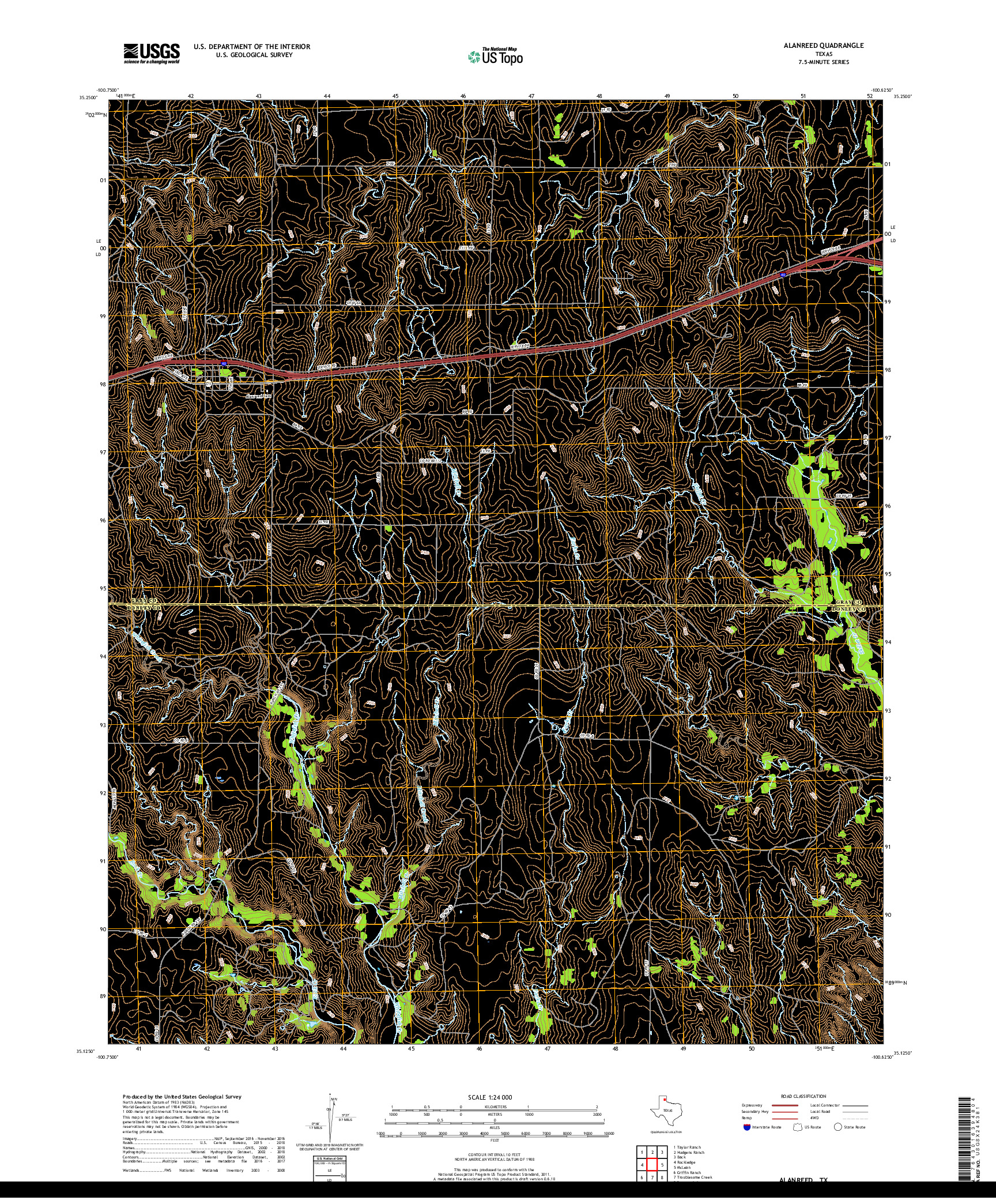 USGS US TOPO 7.5-MINUTE MAP FOR ALANREED, TX 2019