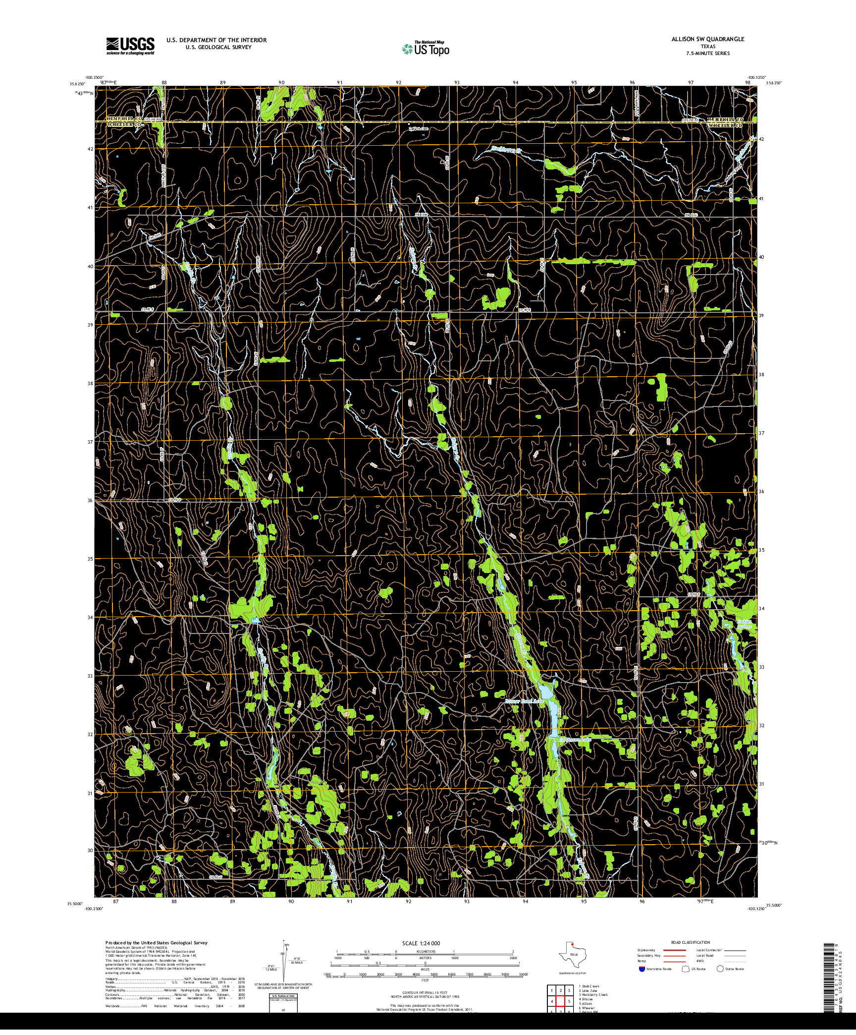 USGS US TOPO 7.5-MINUTE MAP FOR ALLISON SW, TX 2019