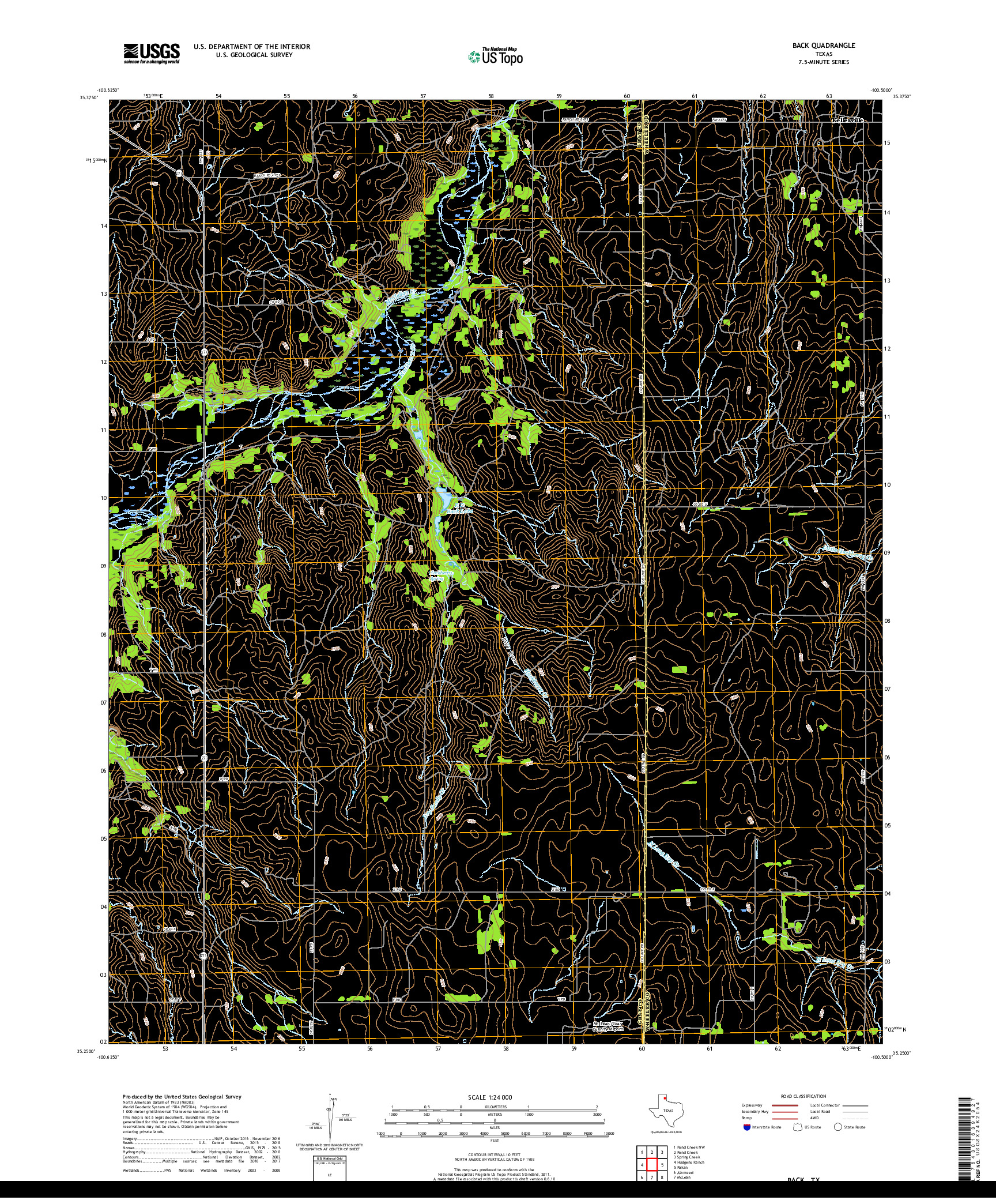 USGS US TOPO 7.5-MINUTE MAP FOR BACK, TX 2019