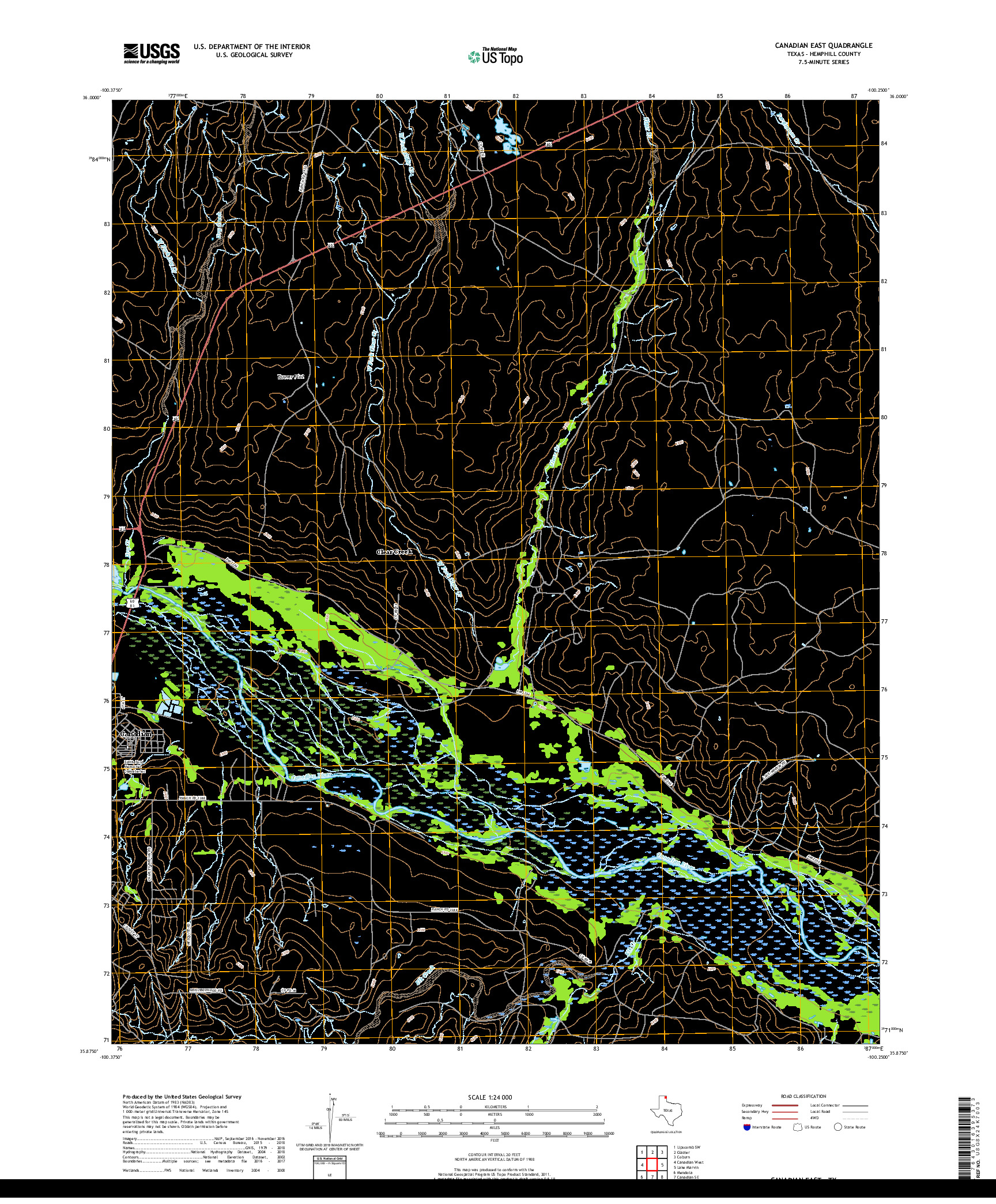 USGS US TOPO 7.5-MINUTE MAP FOR CANADIAN EAST, TX 2019