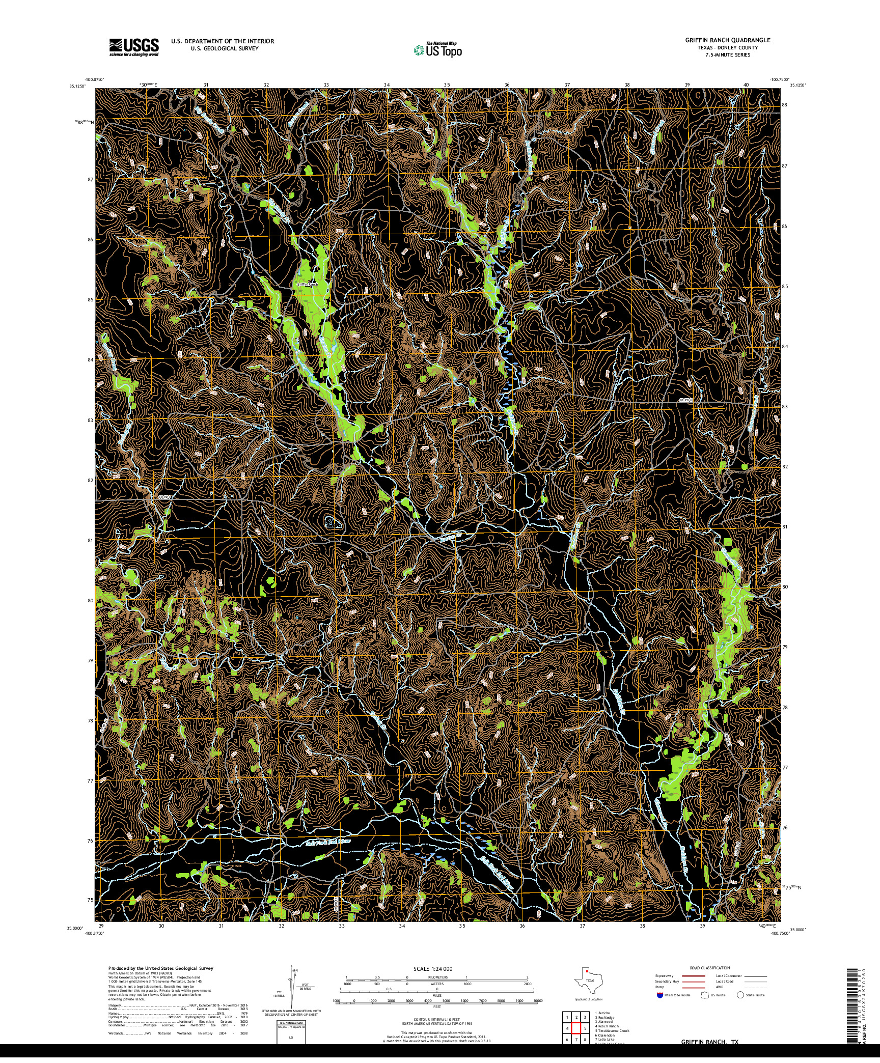 USGS US TOPO 7.5-MINUTE MAP FOR GRIFFIN RANCH, TX 2019