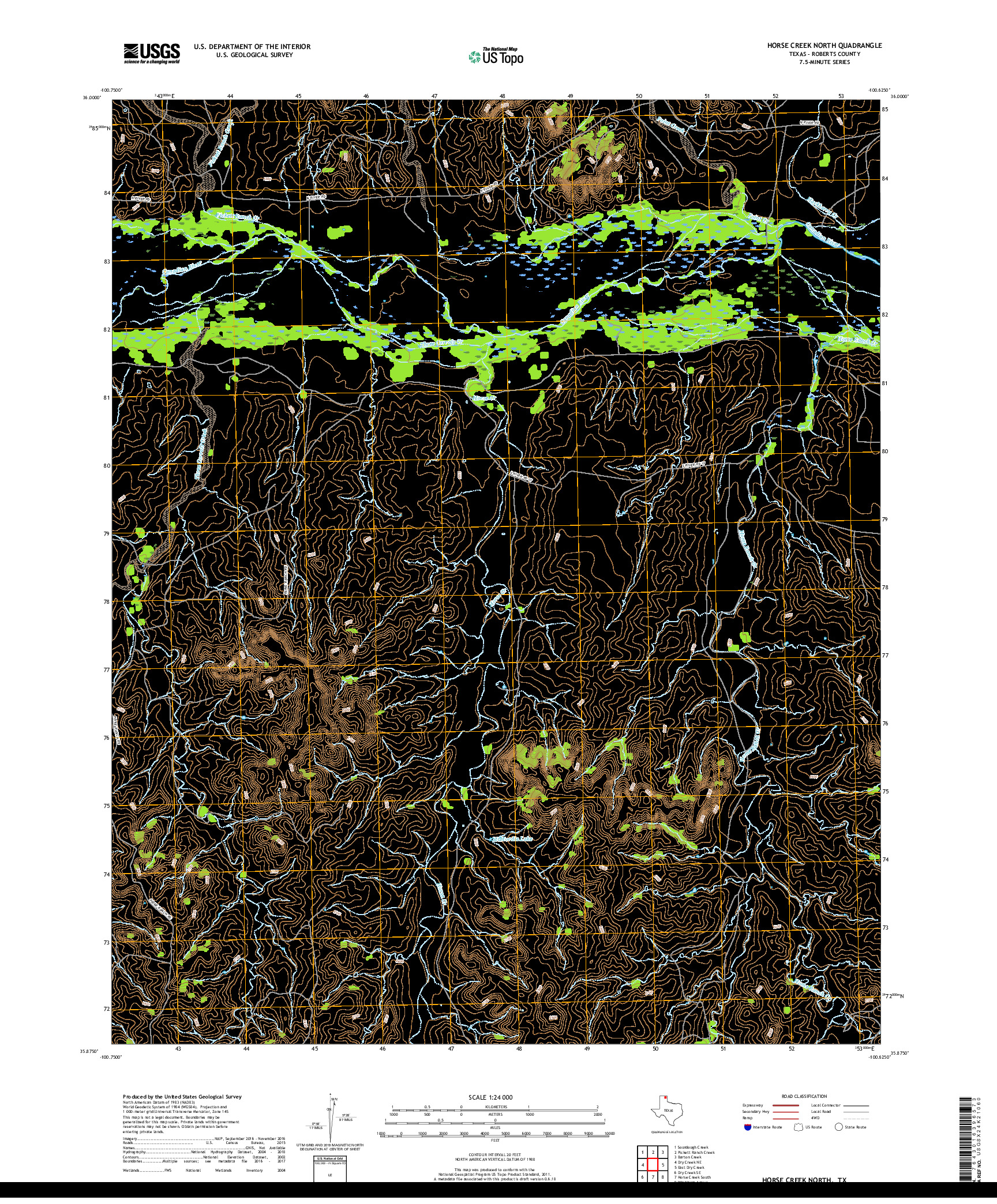 USGS US TOPO 7.5-MINUTE MAP FOR HORSE CREEK NORTH, TX 2019