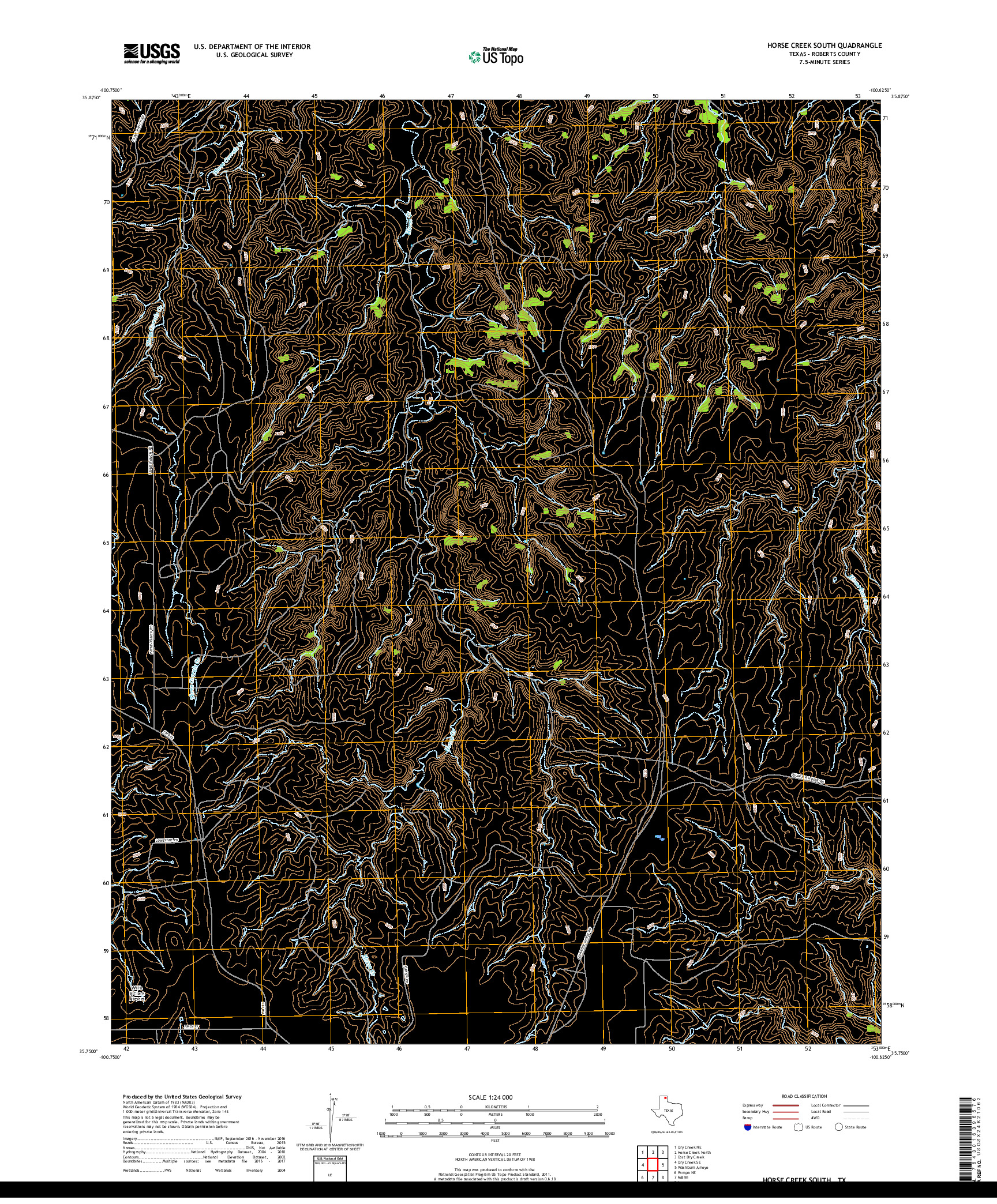 USGS US TOPO 7.5-MINUTE MAP FOR HORSE CREEK SOUTH, TX 2019