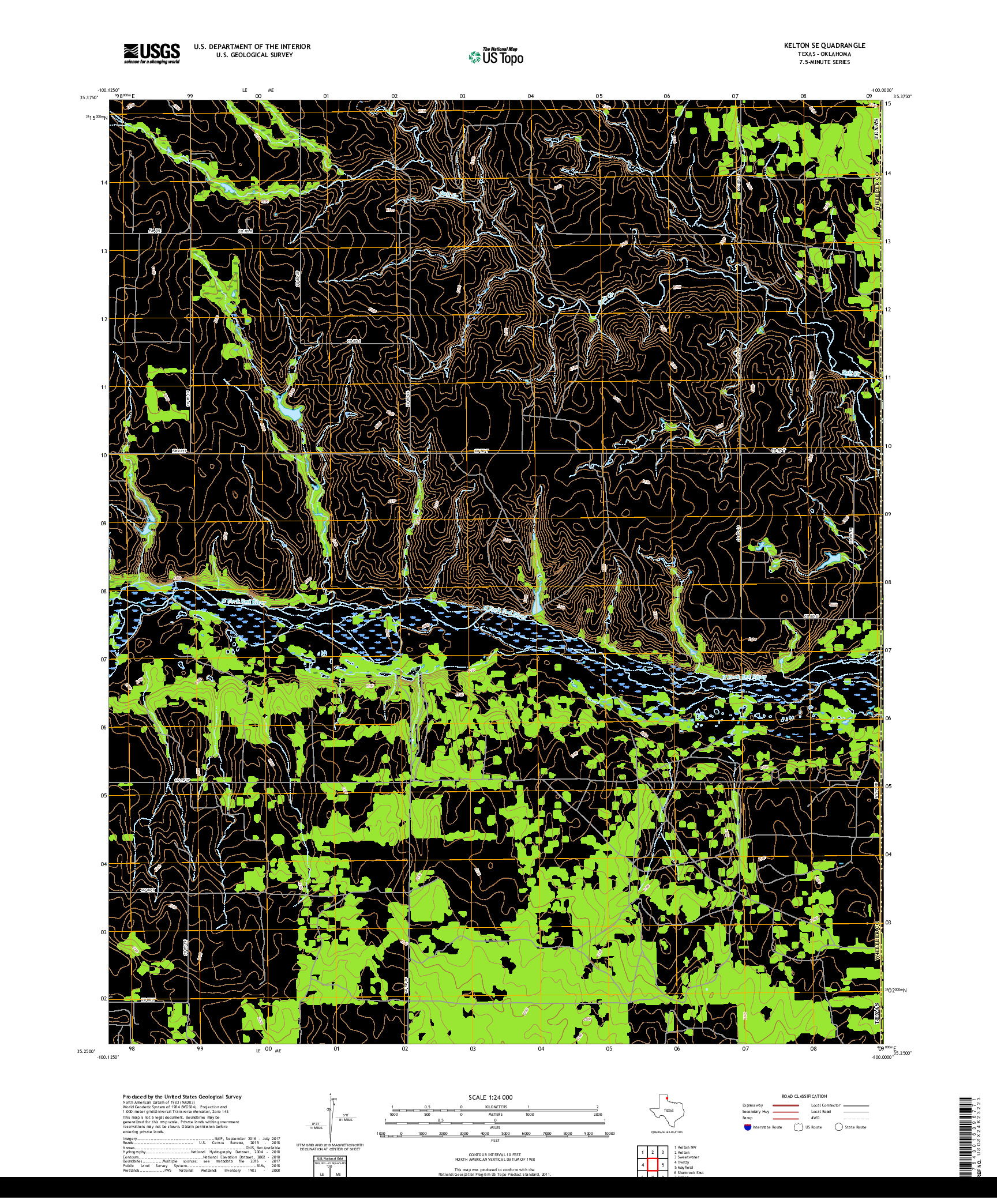 USGS US TOPO 7.5-MINUTE MAP FOR KELTON SE, TX,OK 2019