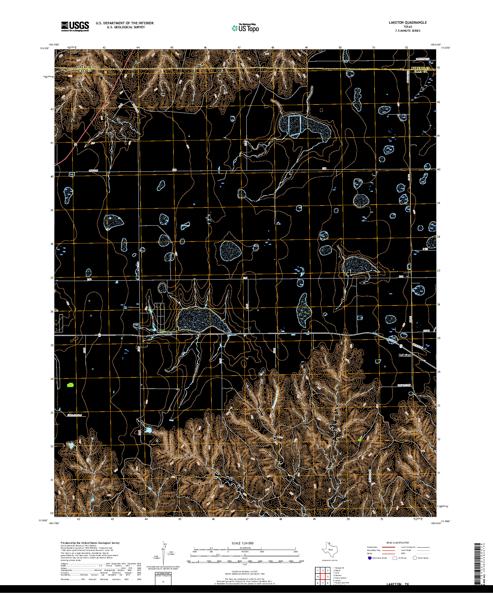 USGS US TOPO 7.5-MINUTE MAP FOR LAKETON, TX 2019