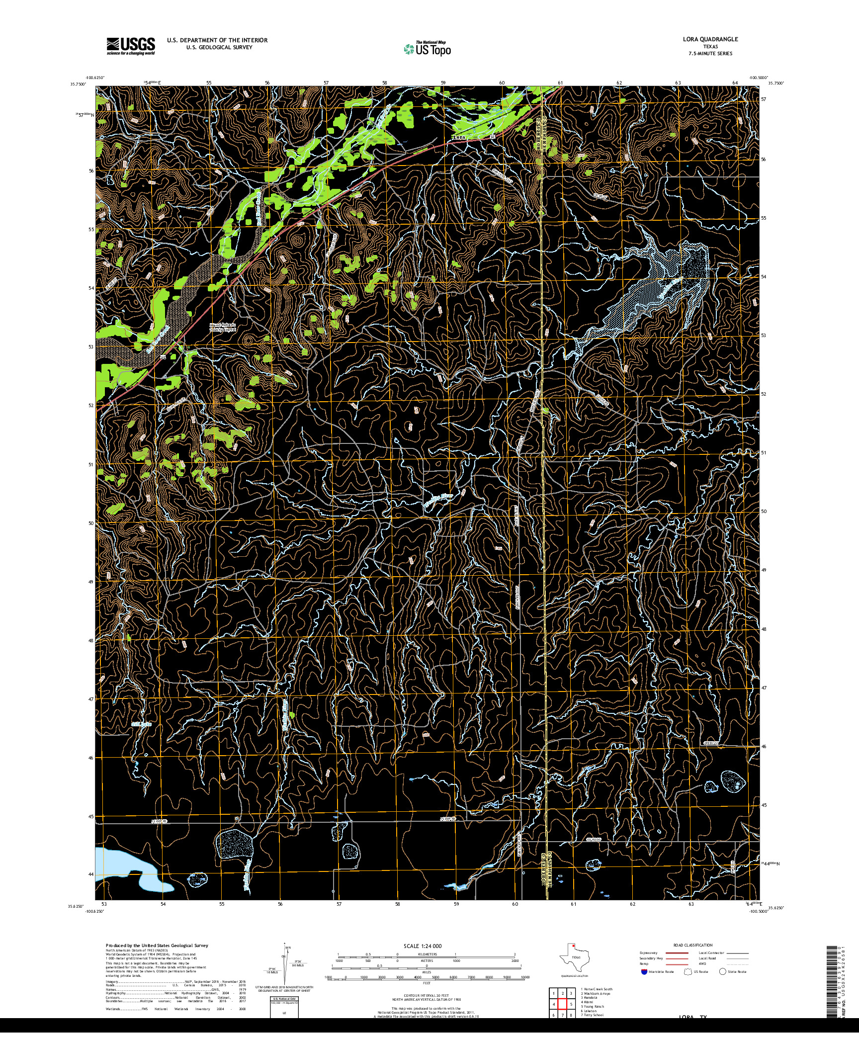 USGS US TOPO 7.5-MINUTE MAP FOR LORA, TX 2019