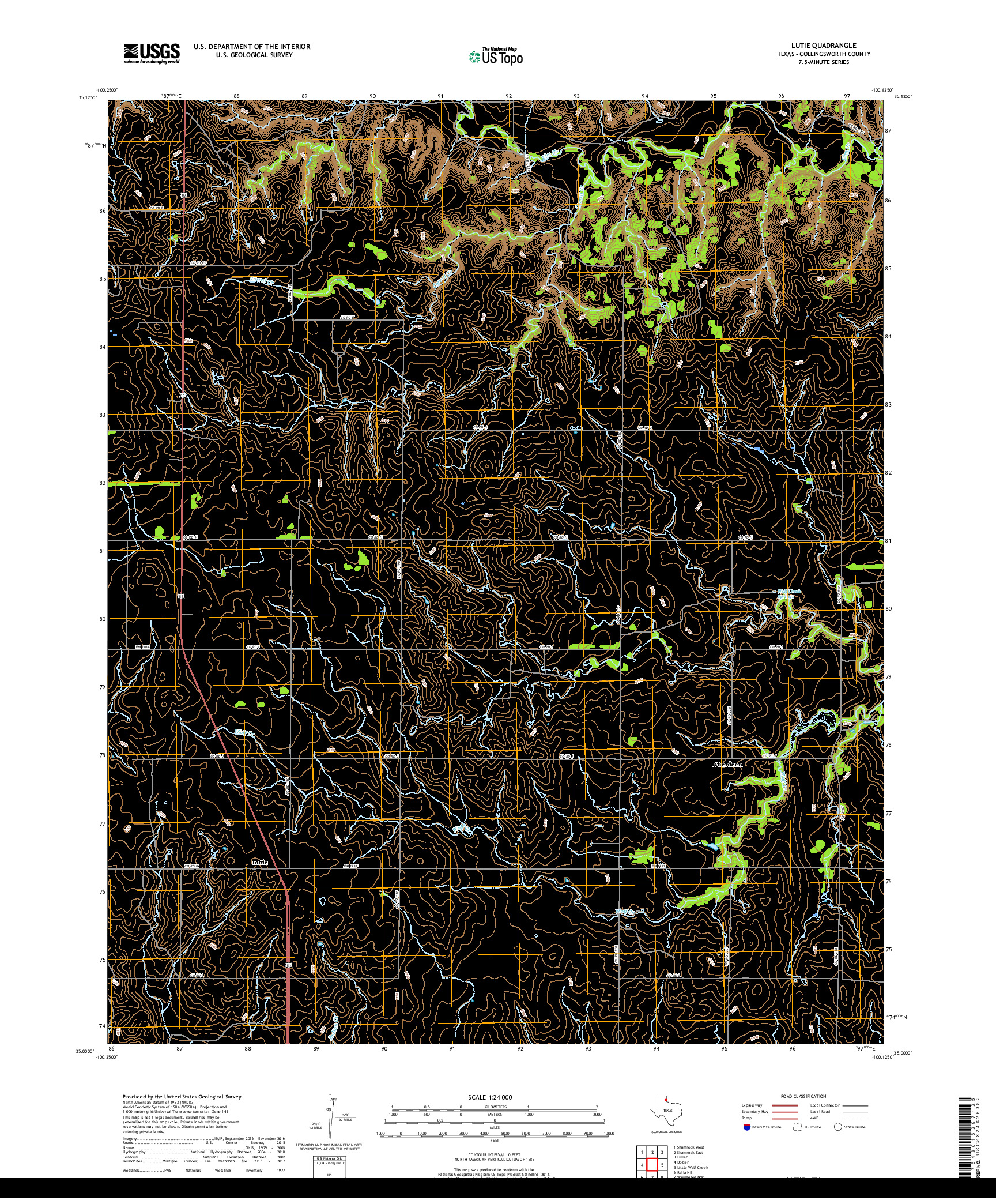 USGS US TOPO 7.5-MINUTE MAP FOR LUTIE, TX 2019