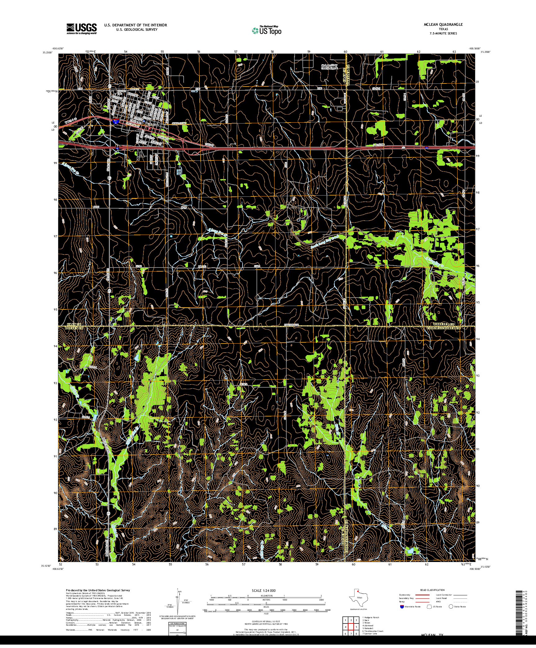 USGS US TOPO 7.5-MINUTE MAP FOR MCLEAN, TX 2019