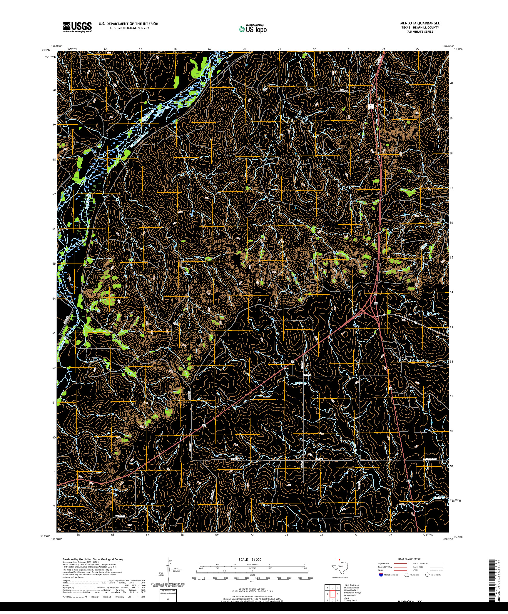 USGS US TOPO 7.5-MINUTE MAP FOR MENDOTA, TX 2019