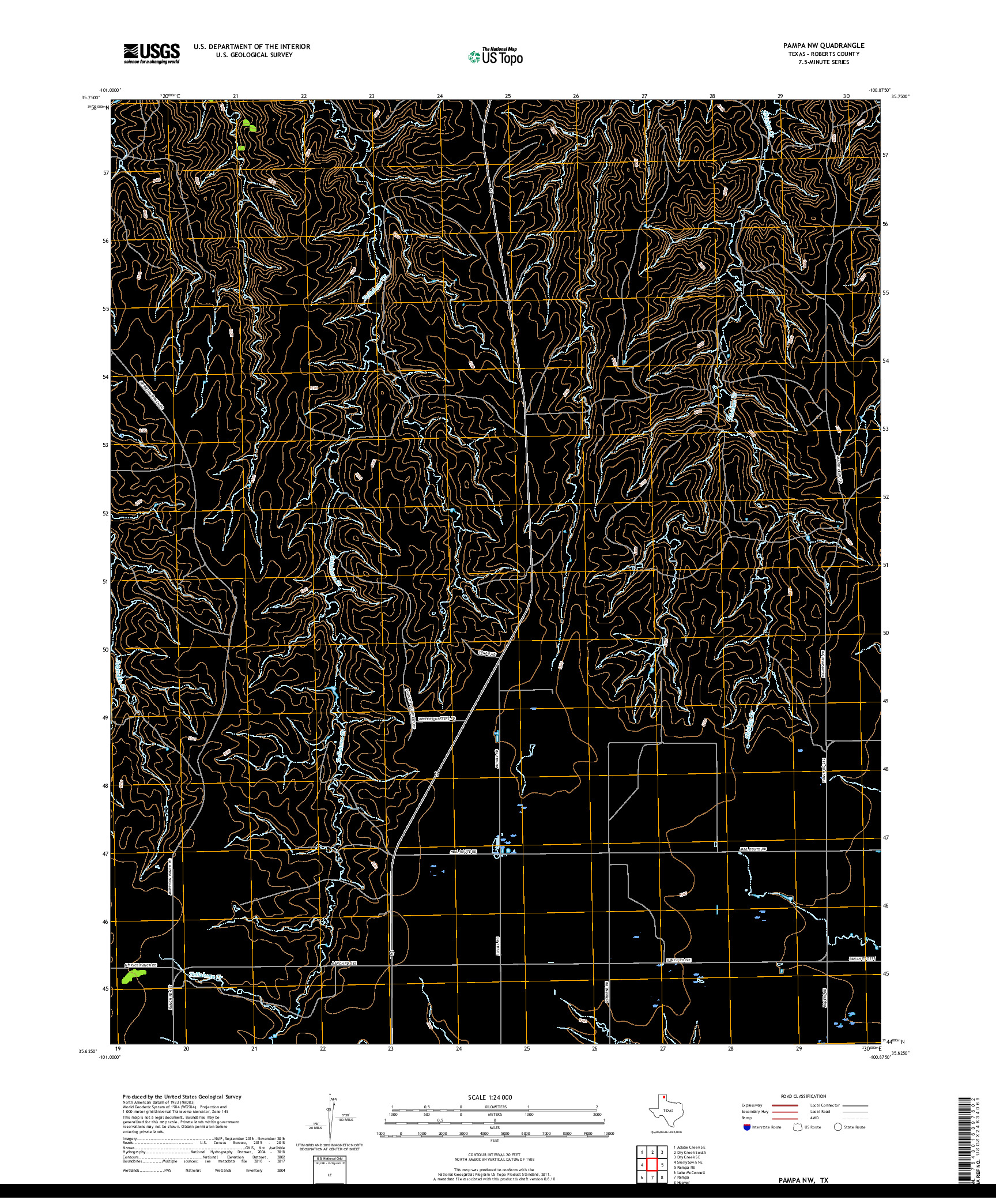 USGS US TOPO 7.5-MINUTE MAP FOR PAMPA NW, TX 2019