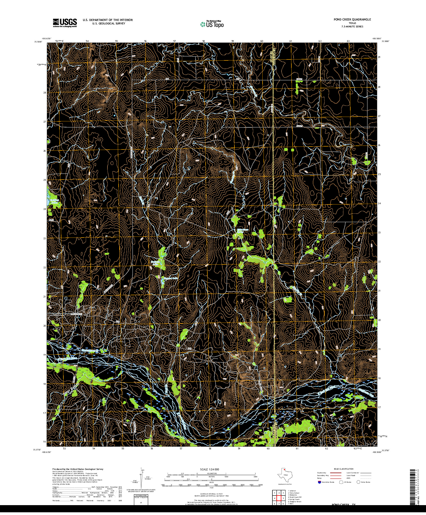 USGS US TOPO 7.5-MINUTE MAP FOR POND CREEK, TX 2019