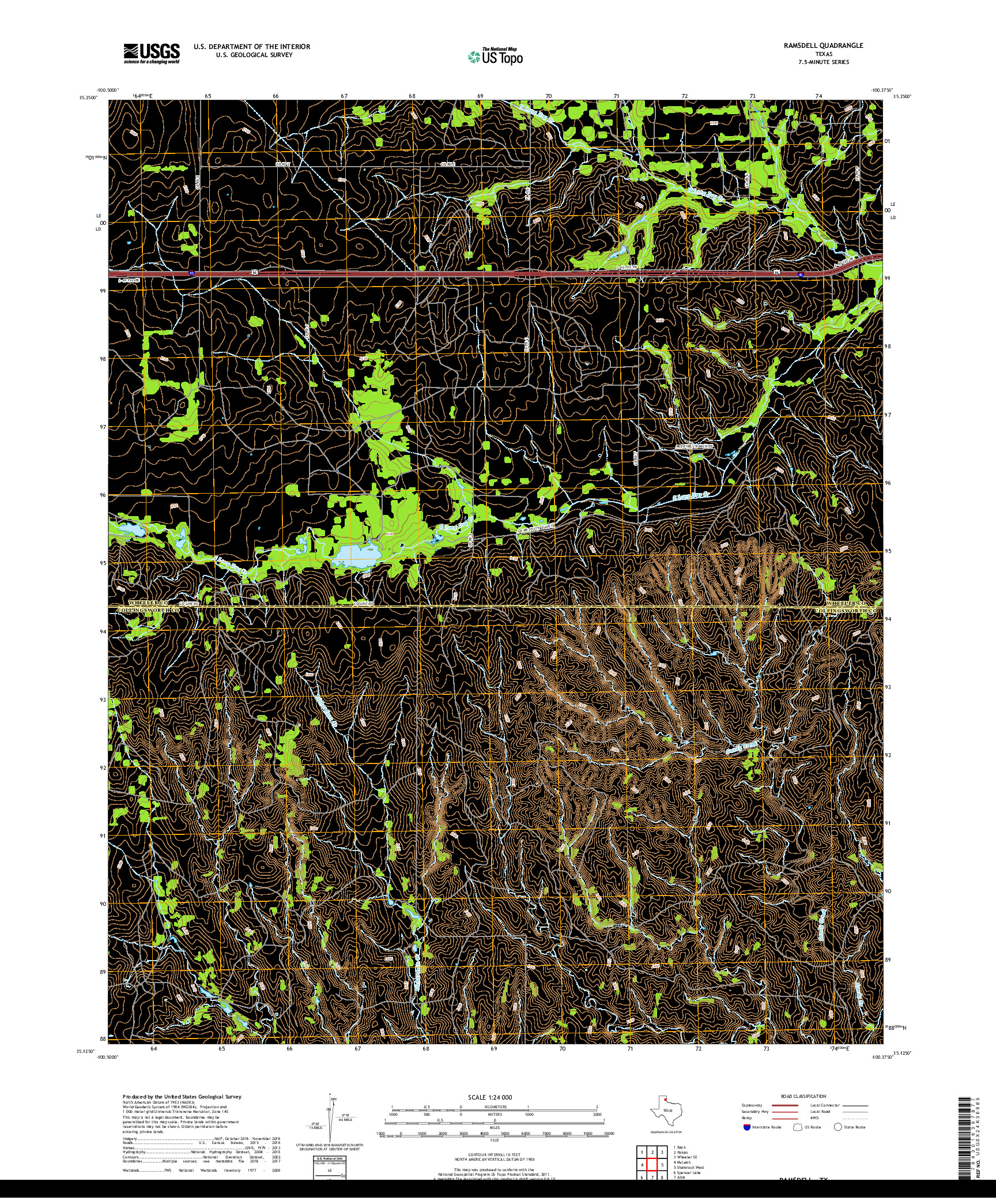 USGS US TOPO 7.5-MINUTE MAP FOR RAMSDELL, TX 2019