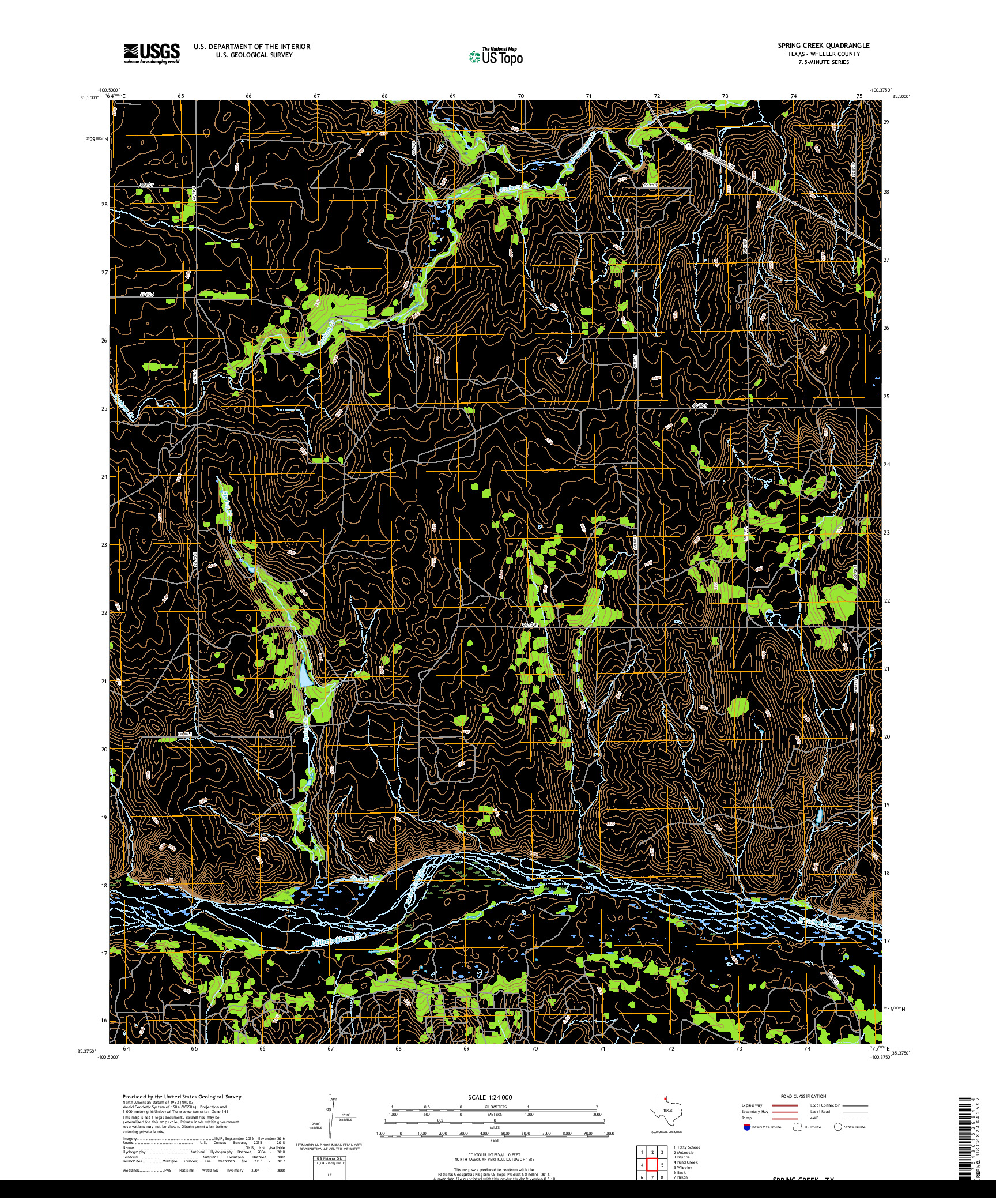 USGS US TOPO 7.5-MINUTE MAP FOR SPRING CREEK, TX 2019