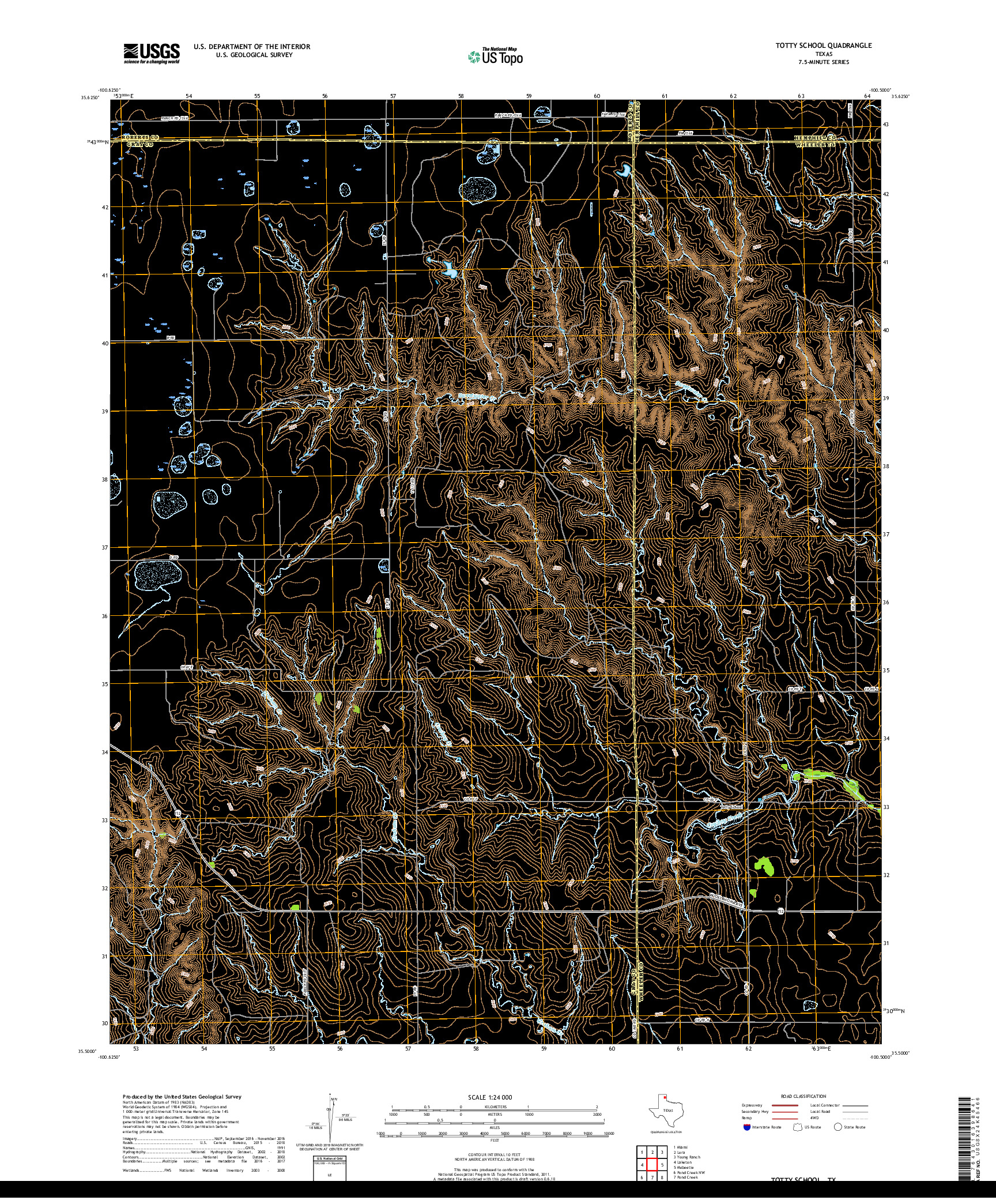 USGS US TOPO 7.5-MINUTE MAP FOR TOTTY SCHOOL, TX 2019