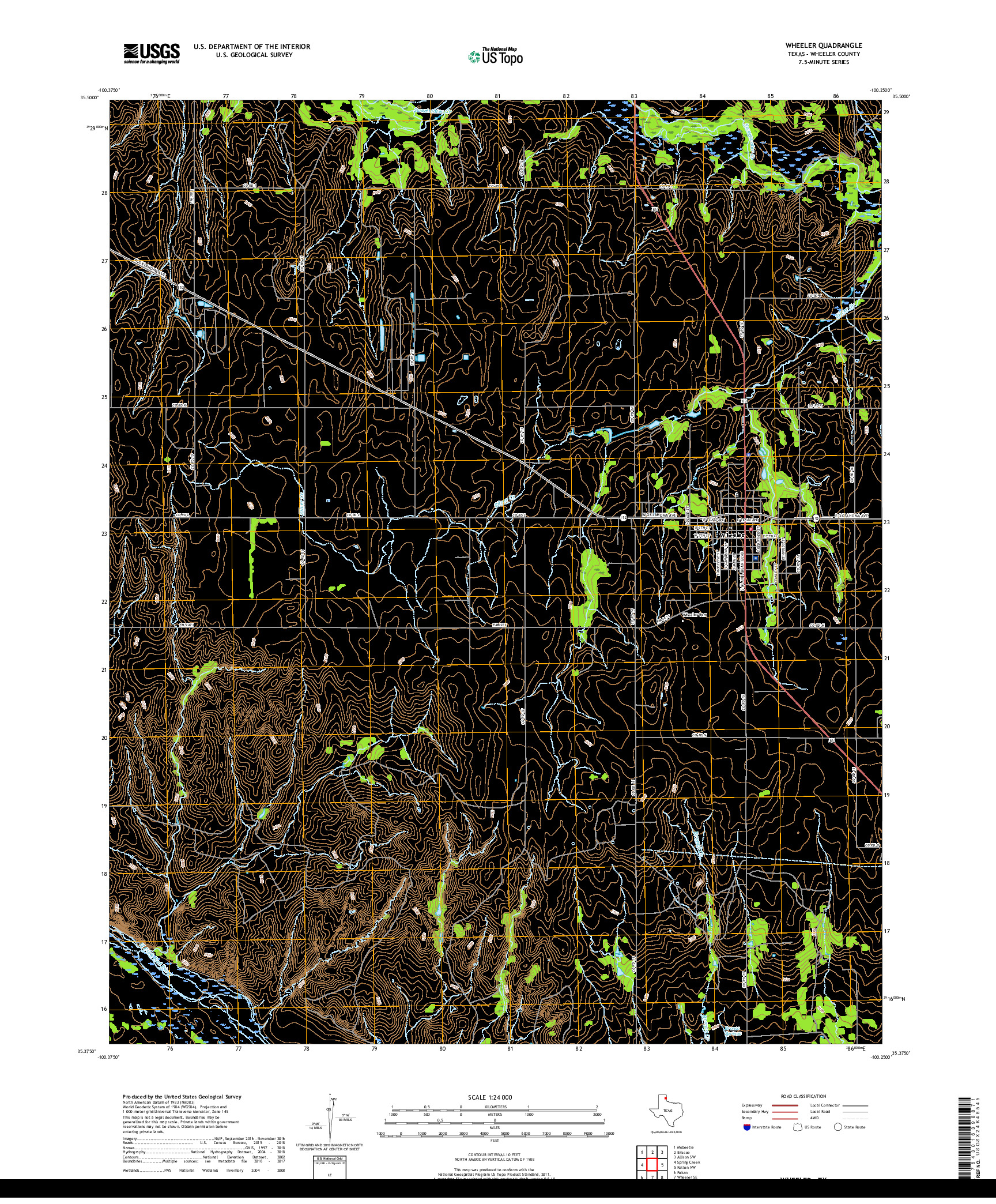 USGS US TOPO 7.5-MINUTE MAP FOR WHEELER, TX 2019