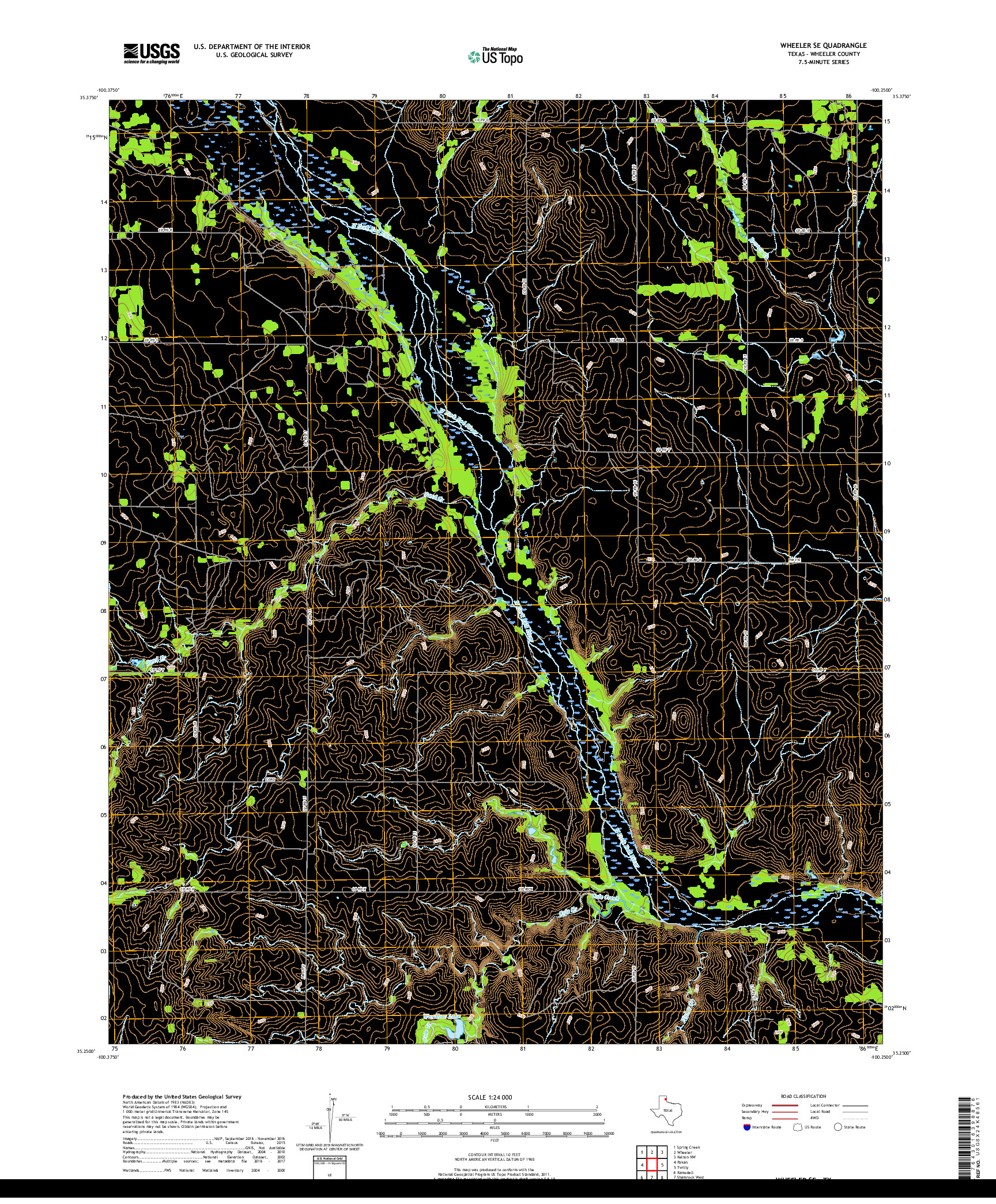 USGS US TOPO 7.5-MINUTE MAP FOR WHEELER SE, TX 2019