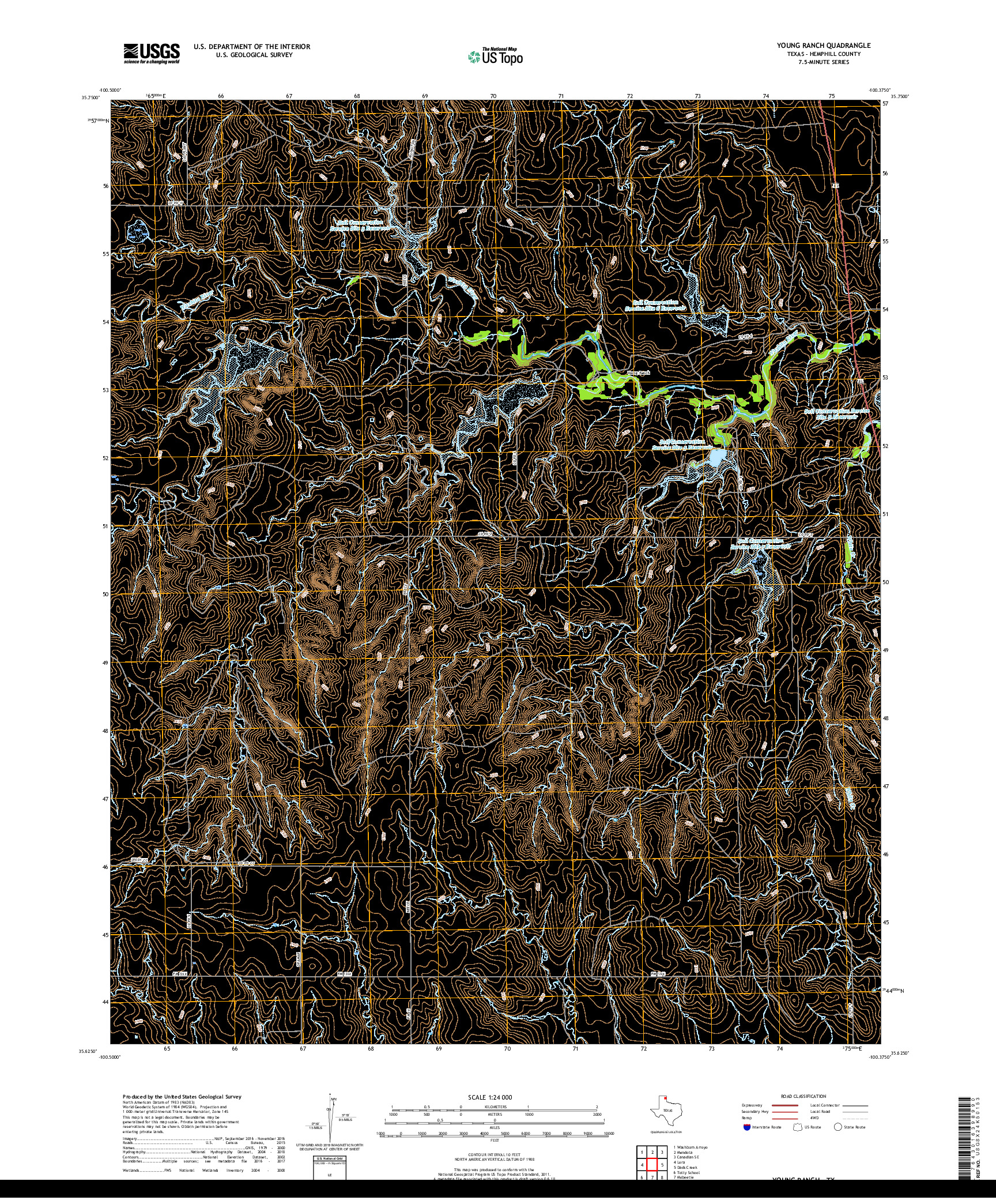 USGS US TOPO 7.5-MINUTE MAP FOR YOUNG RANCH, TX 2019