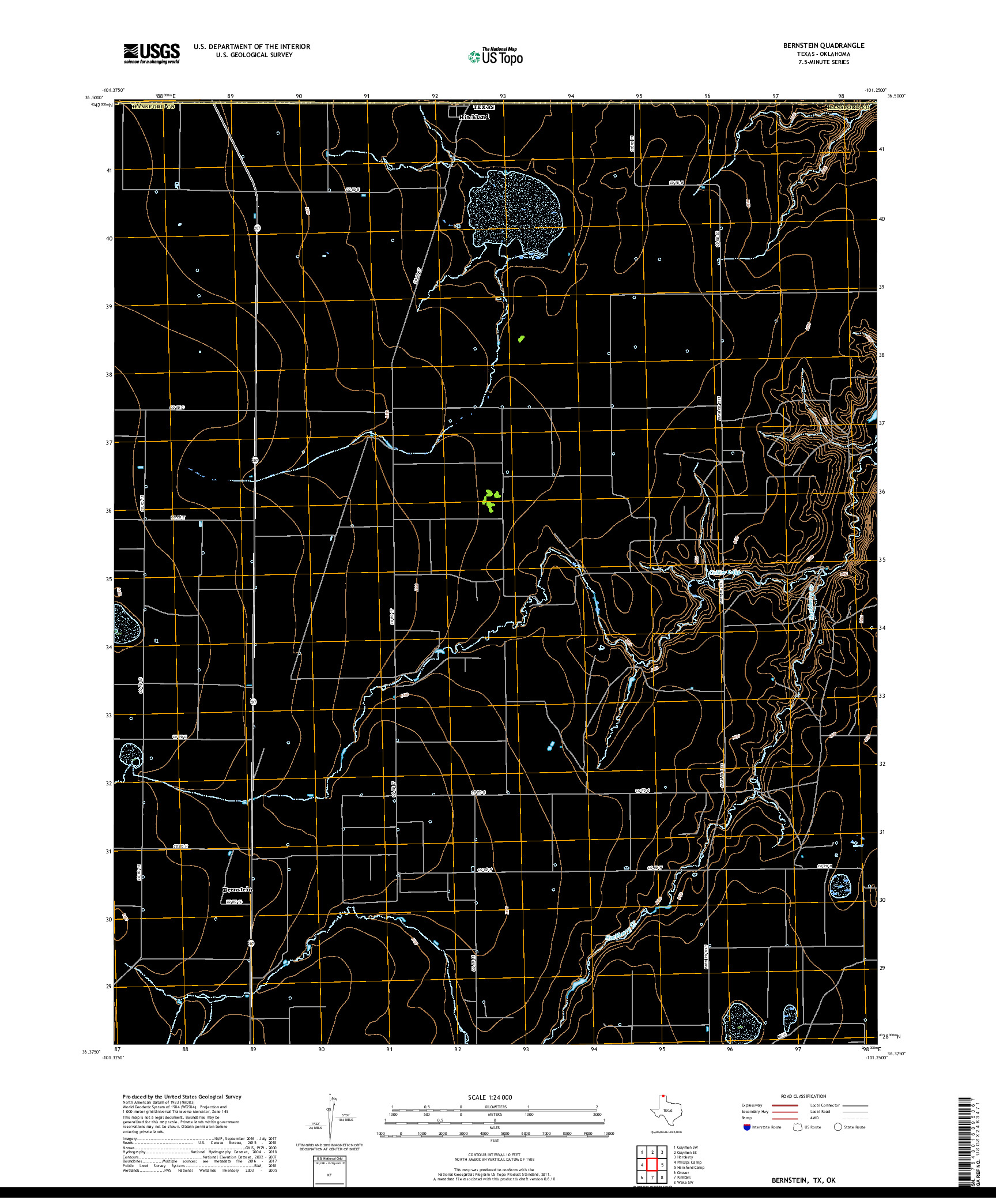 USGS US TOPO 7.5-MINUTE MAP FOR BERNSTEIN, TX,OK 2019