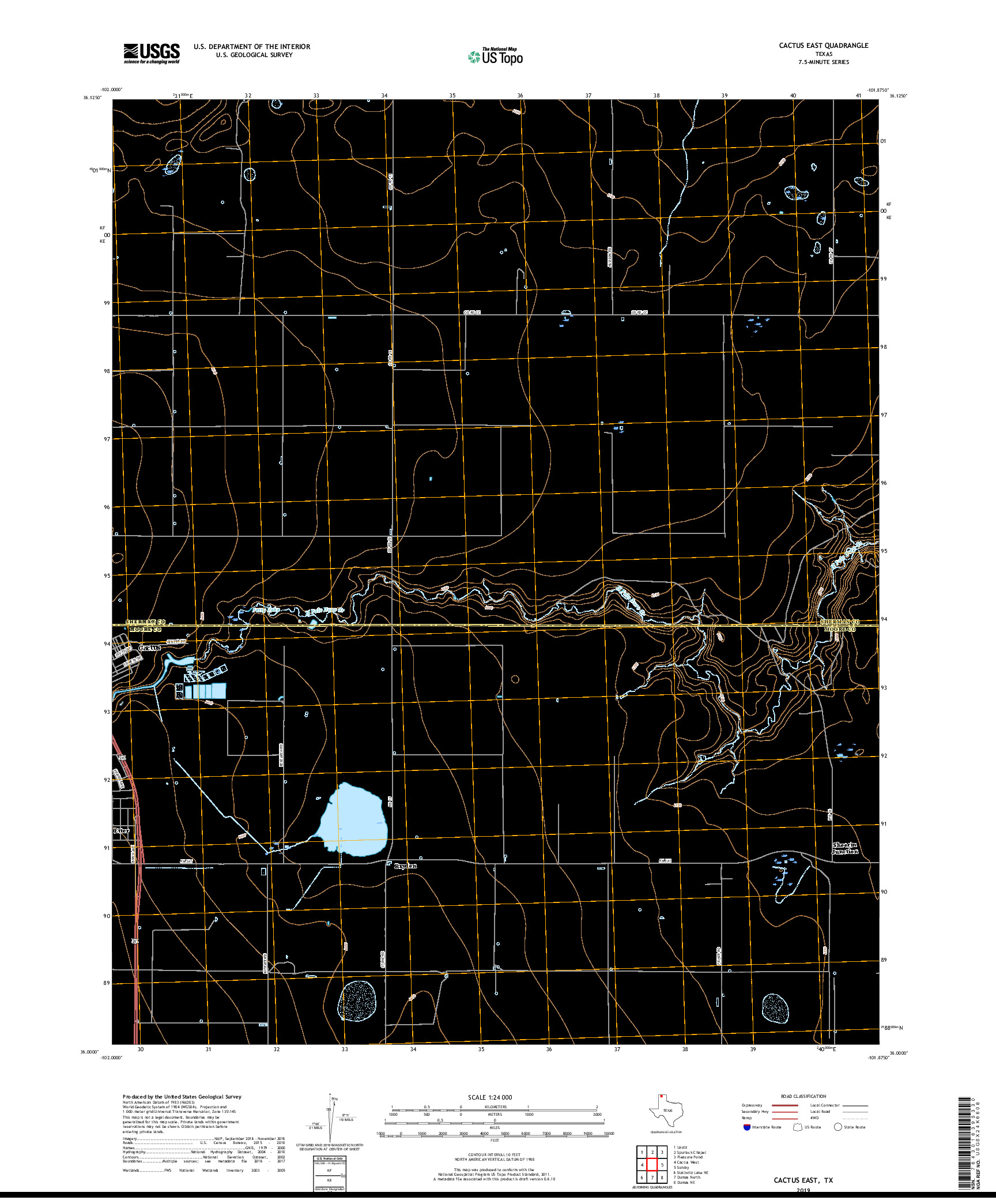 USGS US TOPO 7.5-MINUTE MAP FOR CACTUS EAST, TX 2019