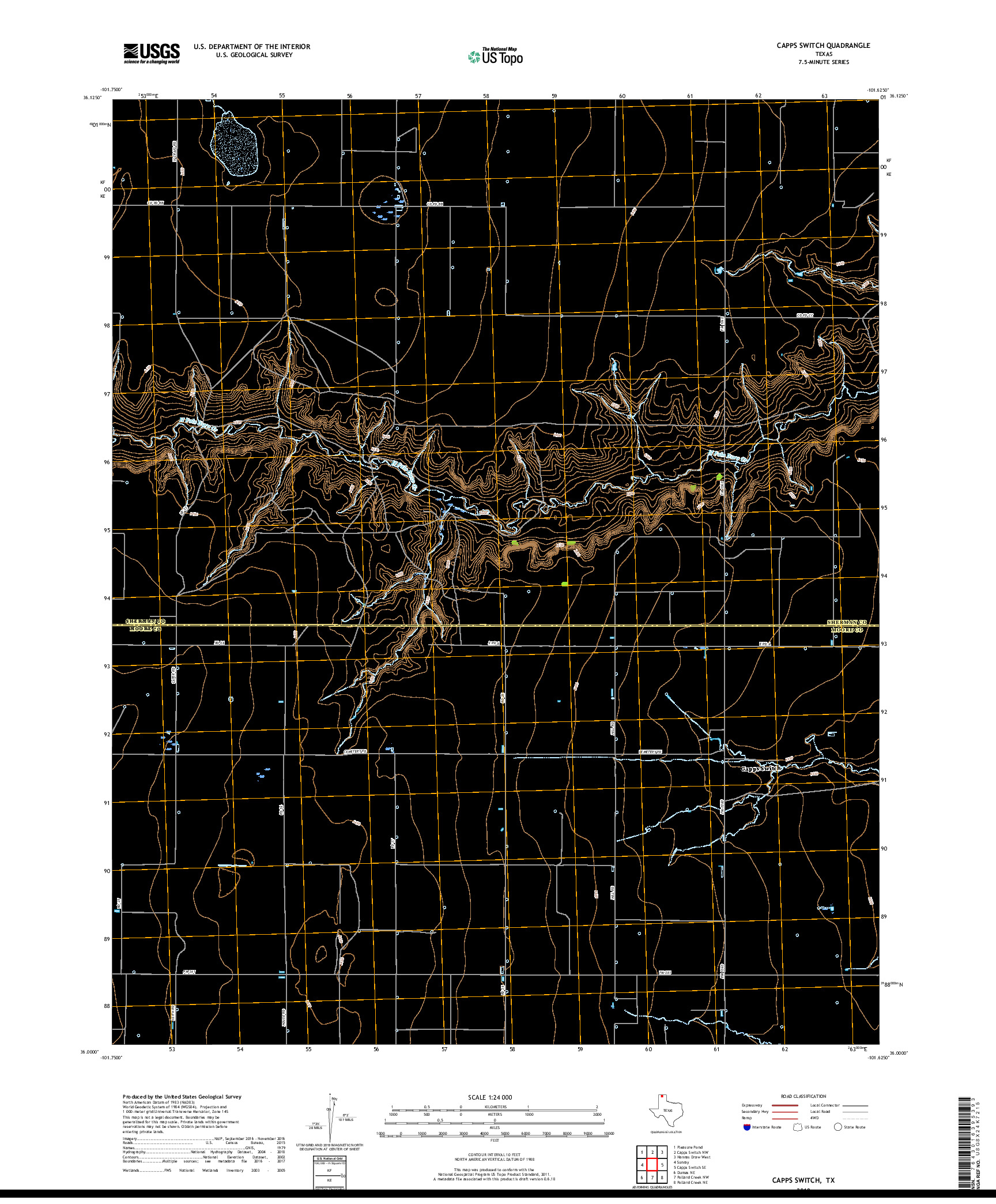 USGS US TOPO 7.5-MINUTE MAP FOR CAPPS SWITCH, TX 2019