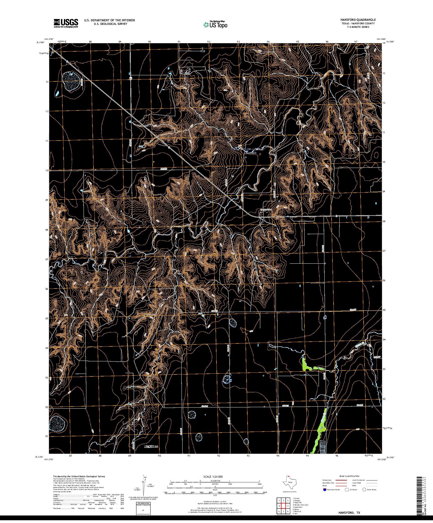 USGS US TOPO 7.5-MINUTE MAP FOR HANSFORD, TX 2019