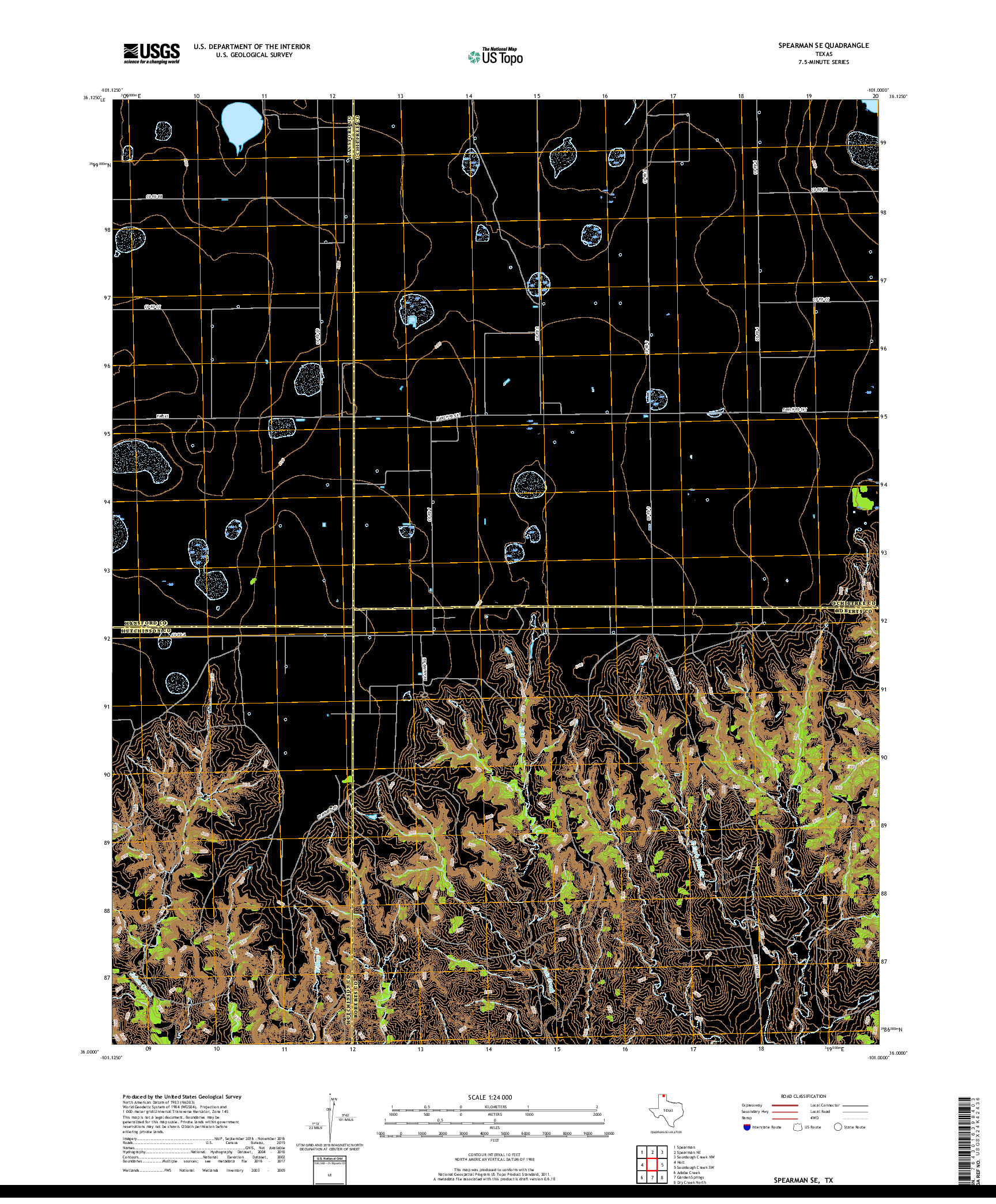 USGS US TOPO 7.5-MINUTE MAP FOR SPEARMAN SE, TX 2019