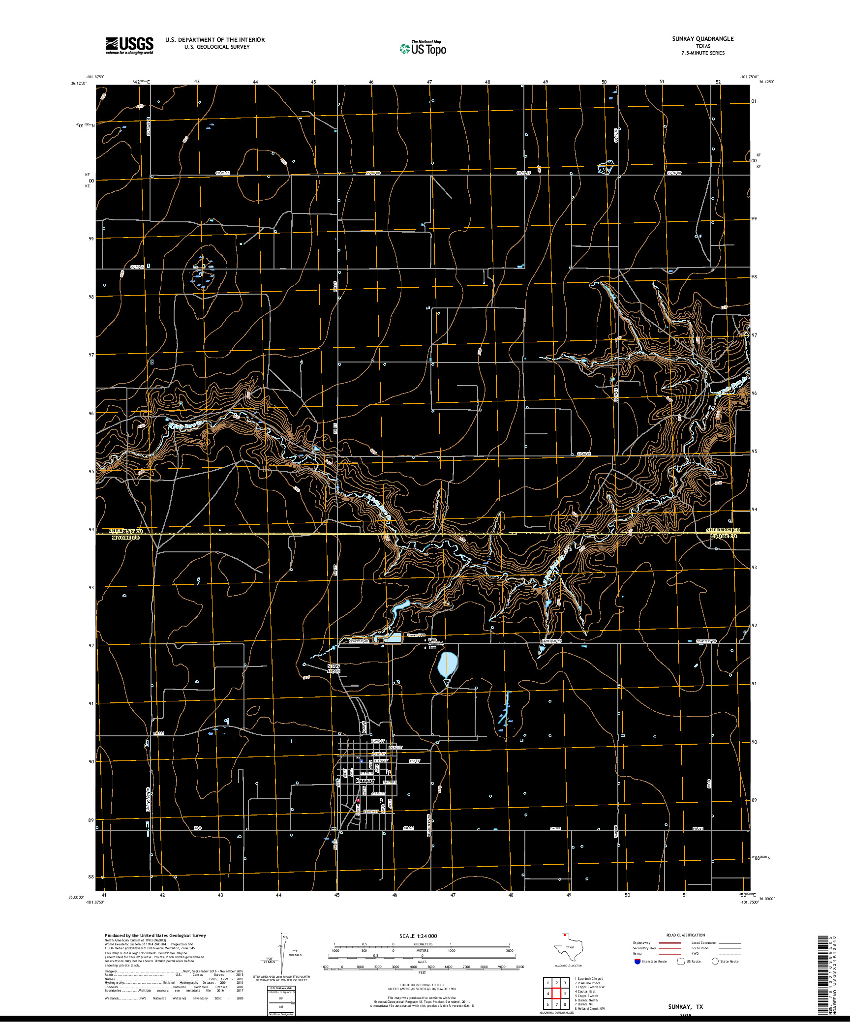 USGS US TOPO 7.5-MINUTE MAP FOR SUNRAY, TX 2019