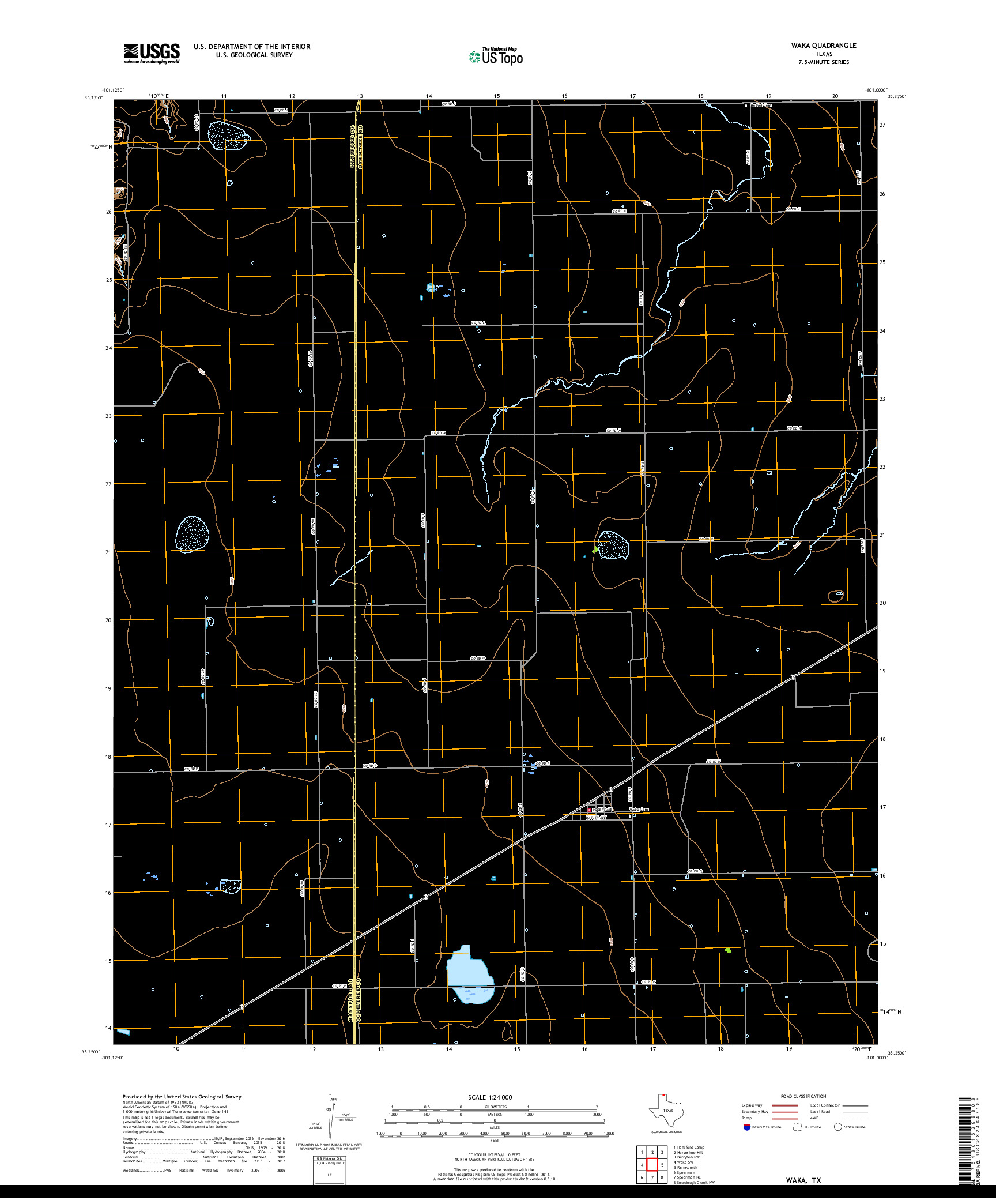 USGS US TOPO 7.5-MINUTE MAP FOR WAKA, TX 2019