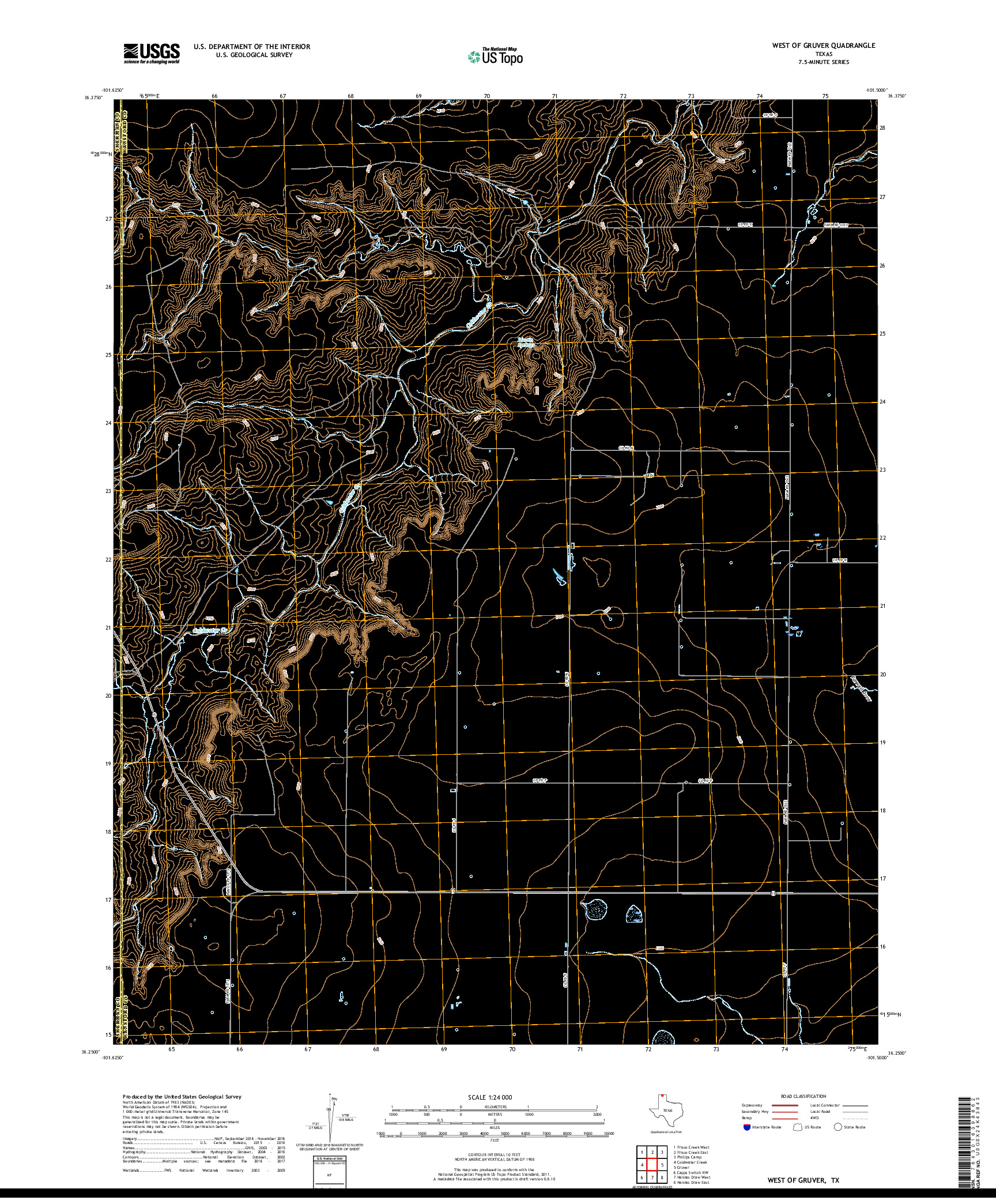USGS US TOPO 7.5-MINUTE MAP FOR WEST OF GRUVER, TX 2019