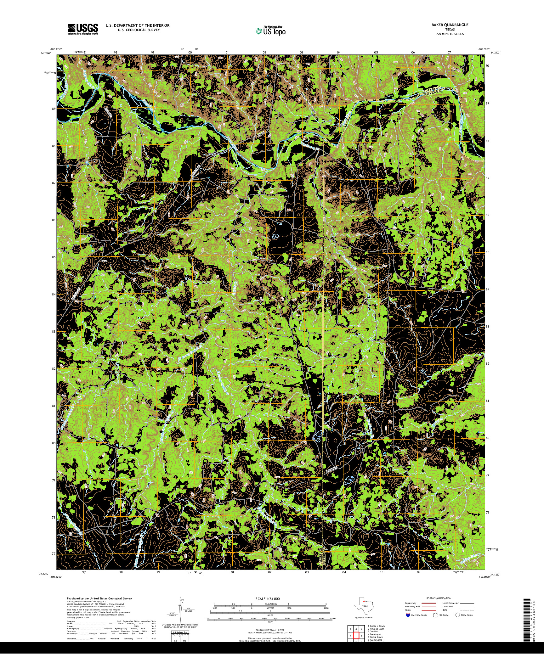 USGS US TOPO 7.5-MINUTE MAP FOR BAKER, TX 2019