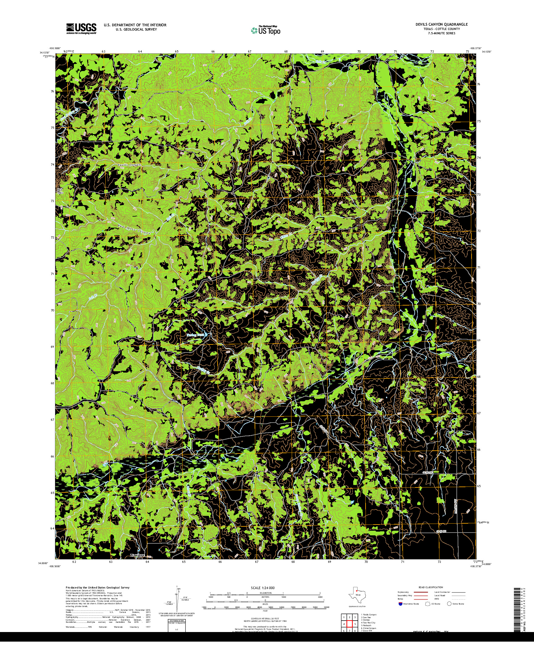 USGS US TOPO 7.5-MINUTE MAP FOR DEVILS CANYON, TX 2019