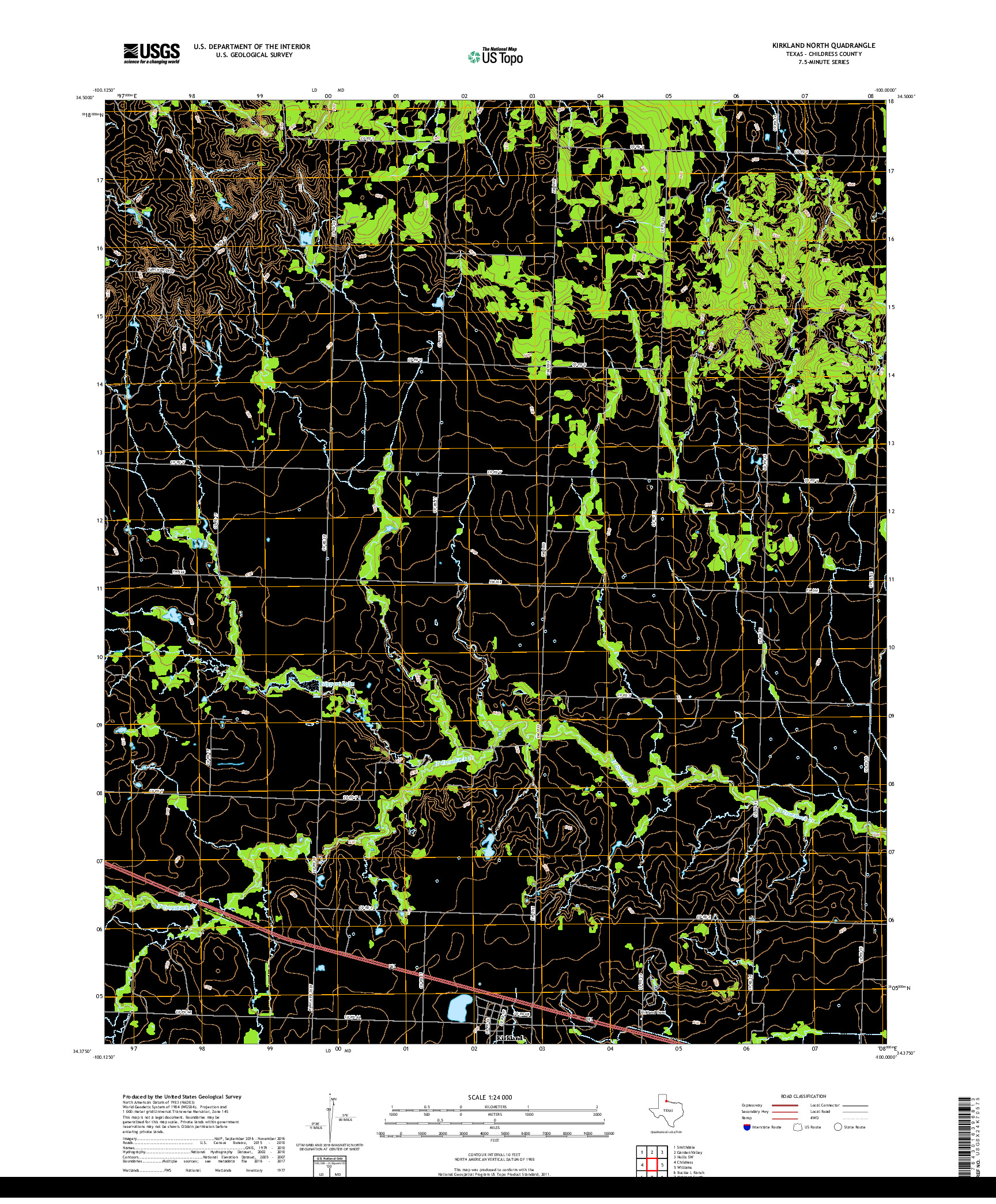 USGS US TOPO 7.5-MINUTE MAP FOR KIRKLAND NORTH, TX 2019