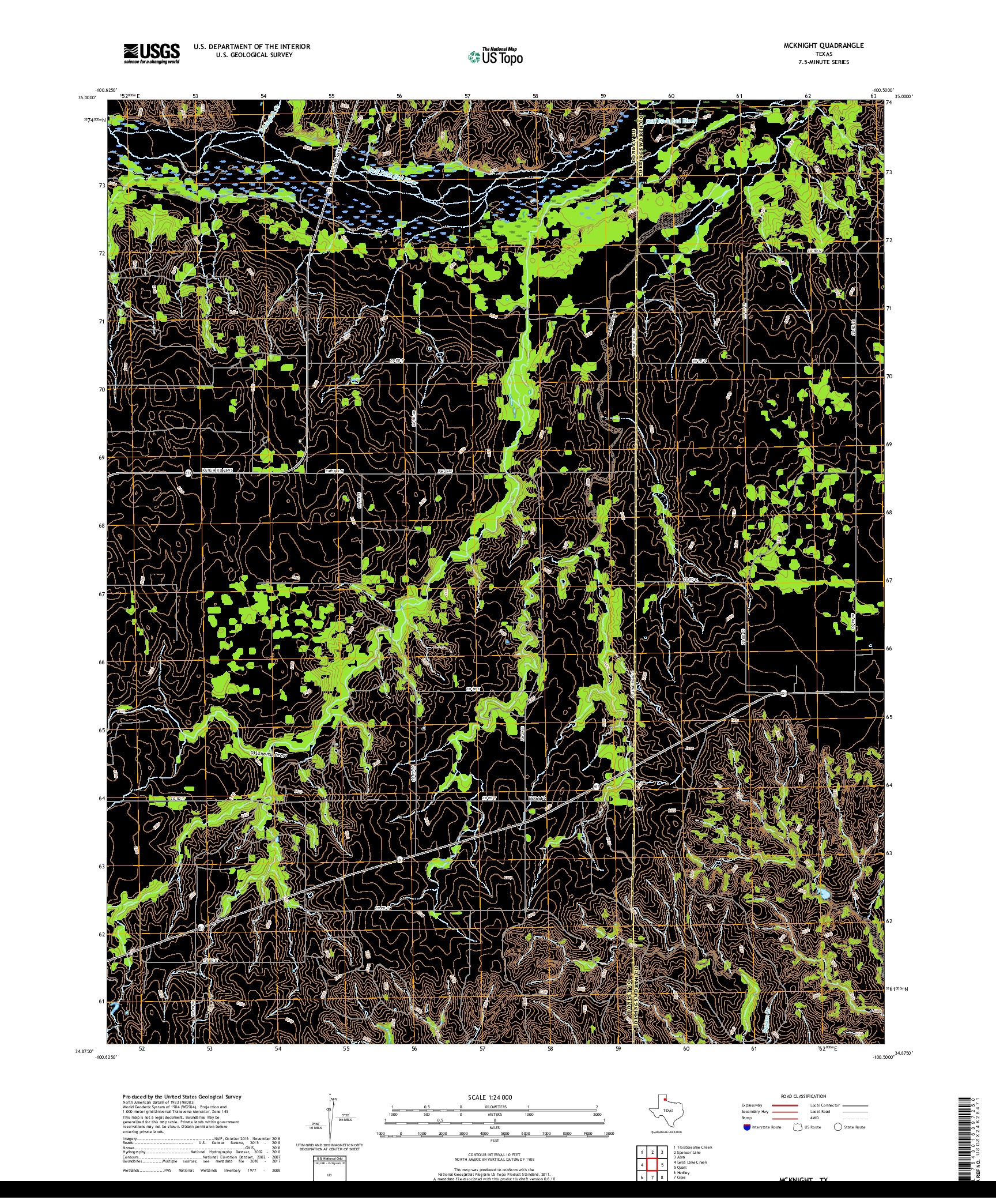 USGS US TOPO 7.5-MINUTE MAP FOR MCKNIGHT, TX 2019