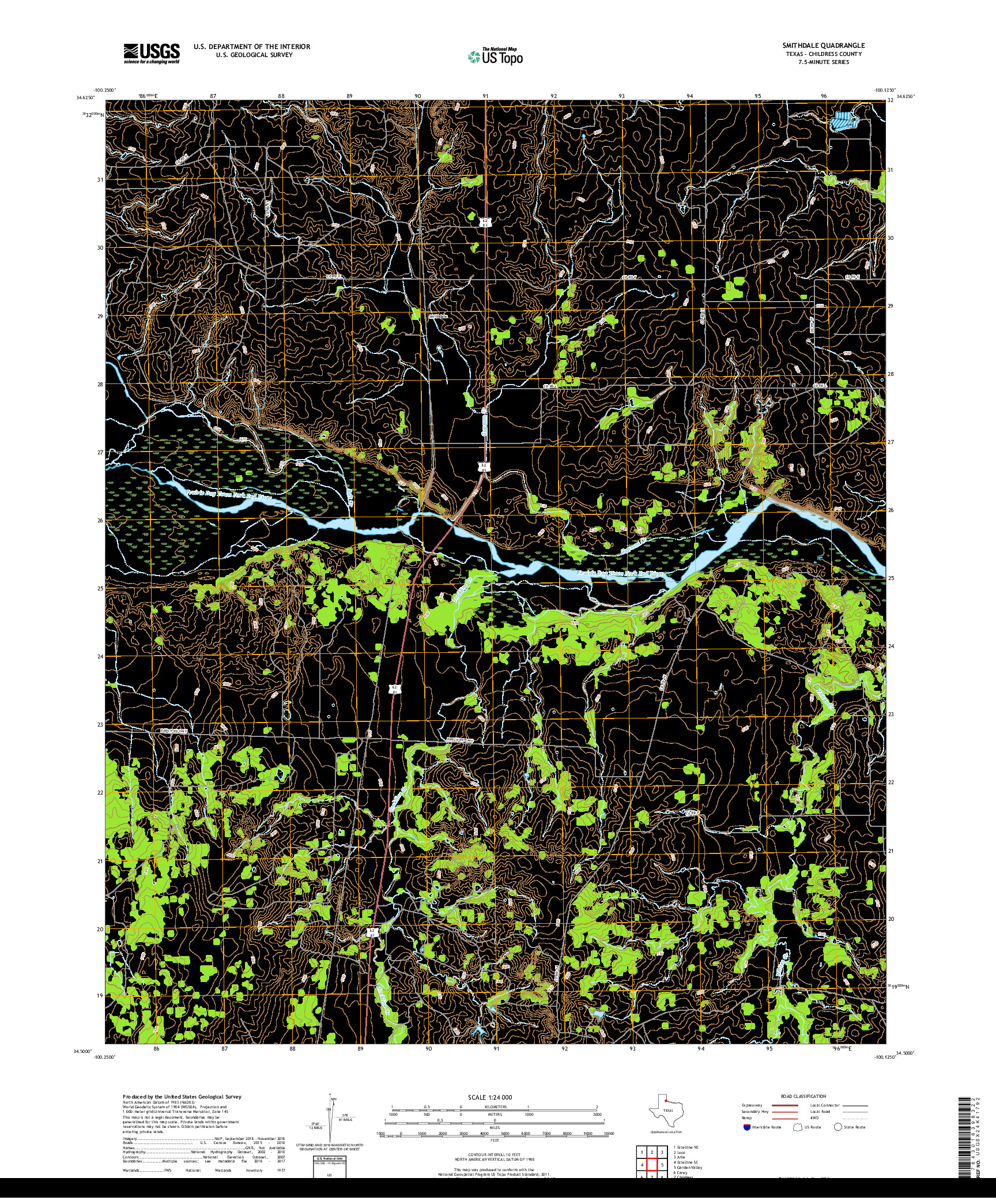 USGS US TOPO 7.5-MINUTE MAP FOR SMITHDALE, TX 2019