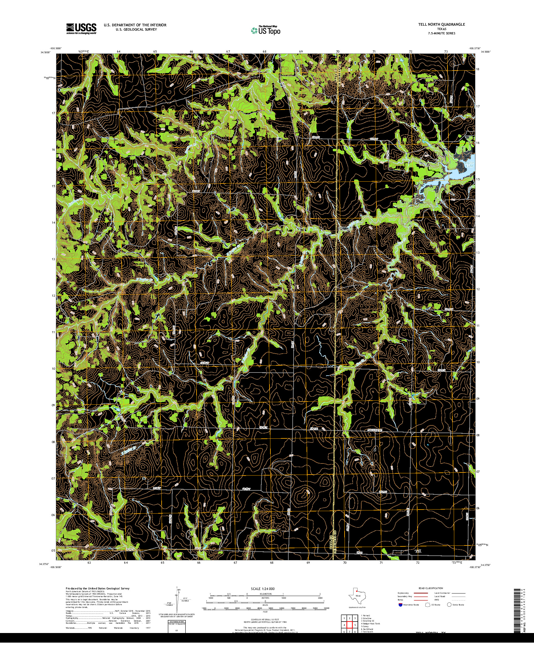 USGS US TOPO 7.5-MINUTE MAP FOR TELL NORTH, TX 2019