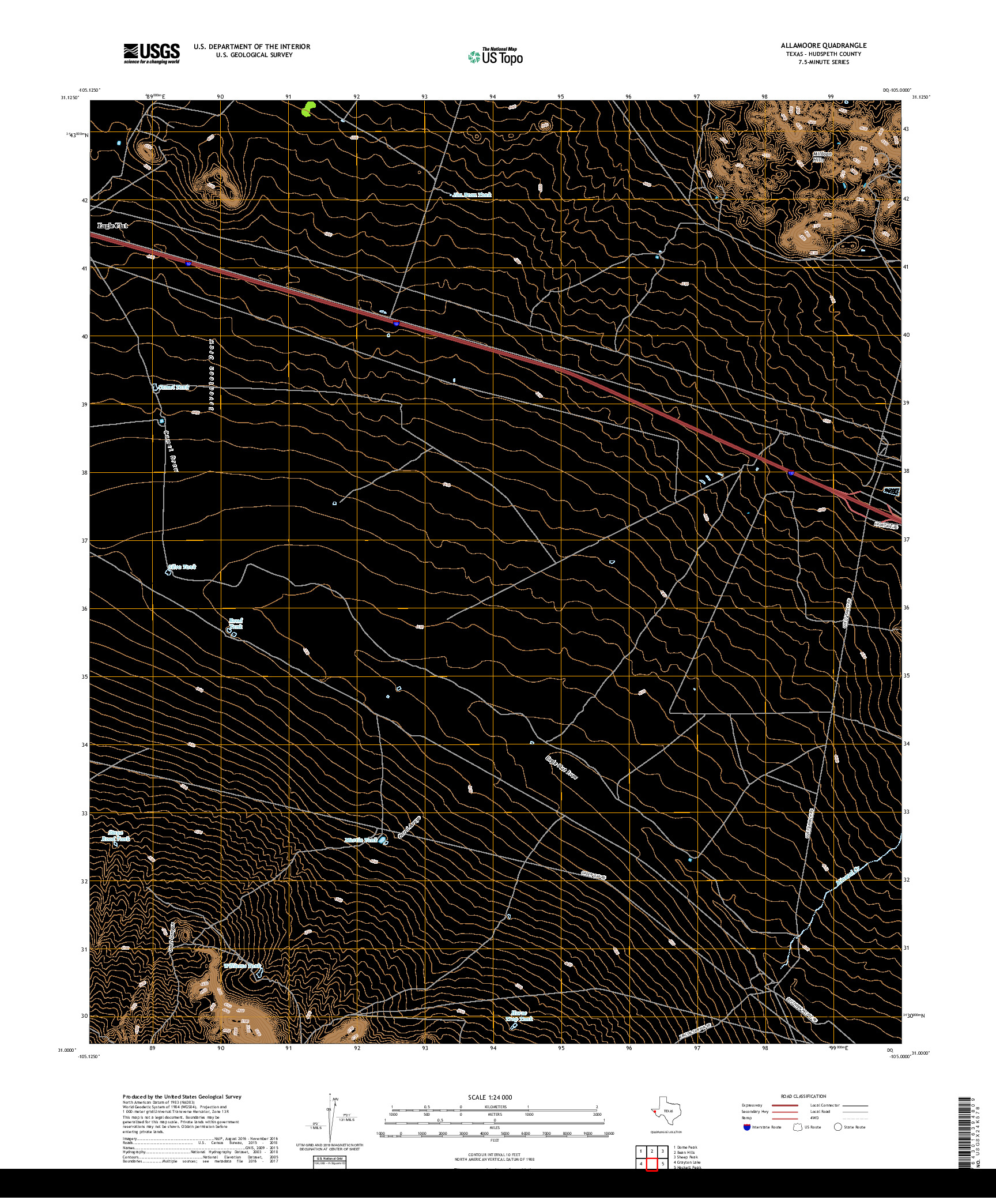 USGS US TOPO 7.5-MINUTE MAP FOR ALLAMOORE, TX 2019