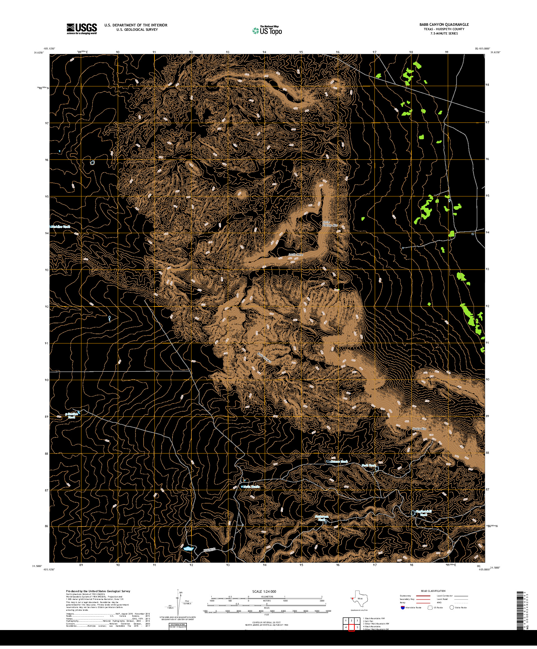 USGS US TOPO 7.5-MINUTE MAP FOR BABB CANYON, TX 2019