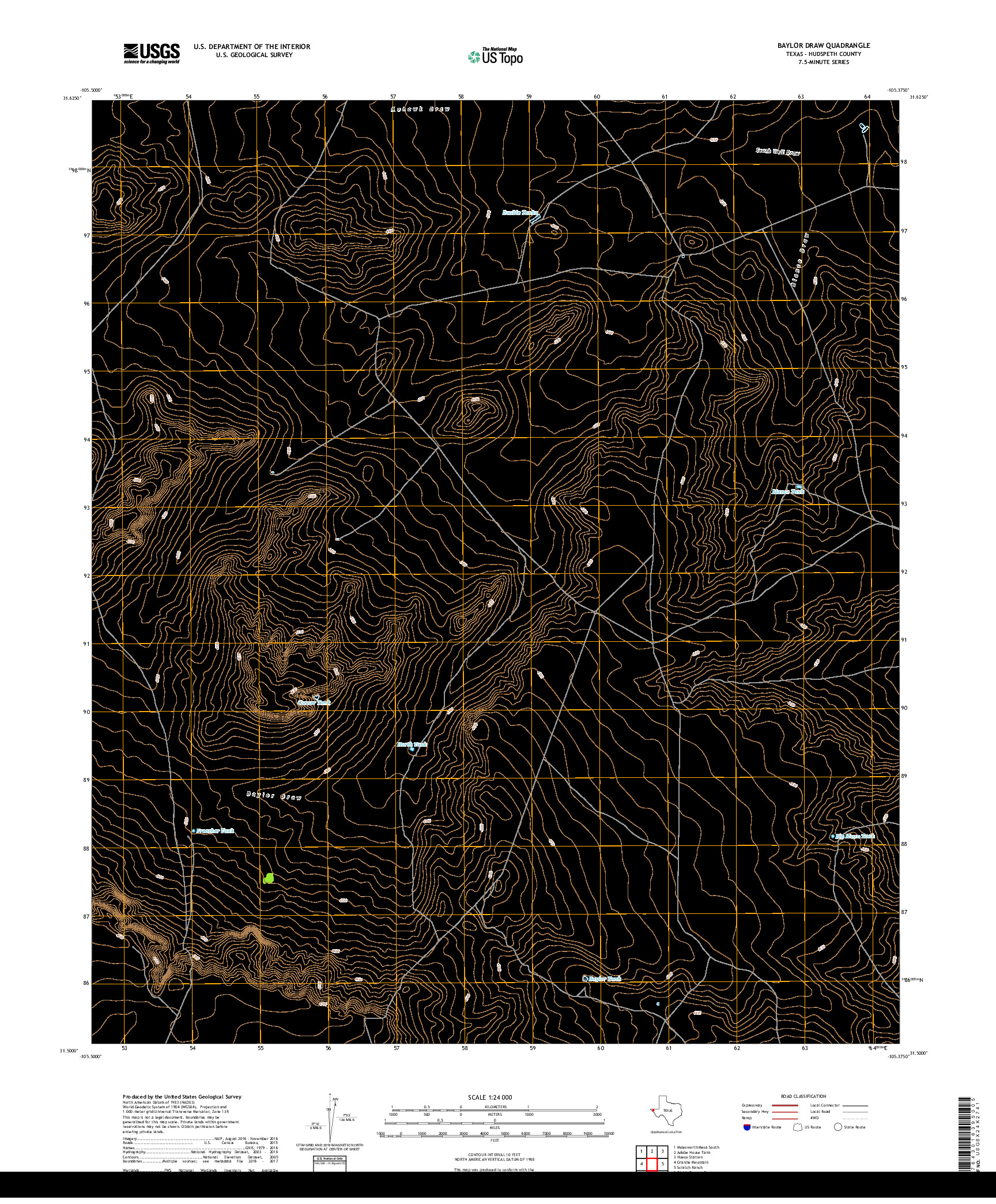 USGS US TOPO 7.5-MINUTE MAP FOR BAYLOR DRAW, TX 2019