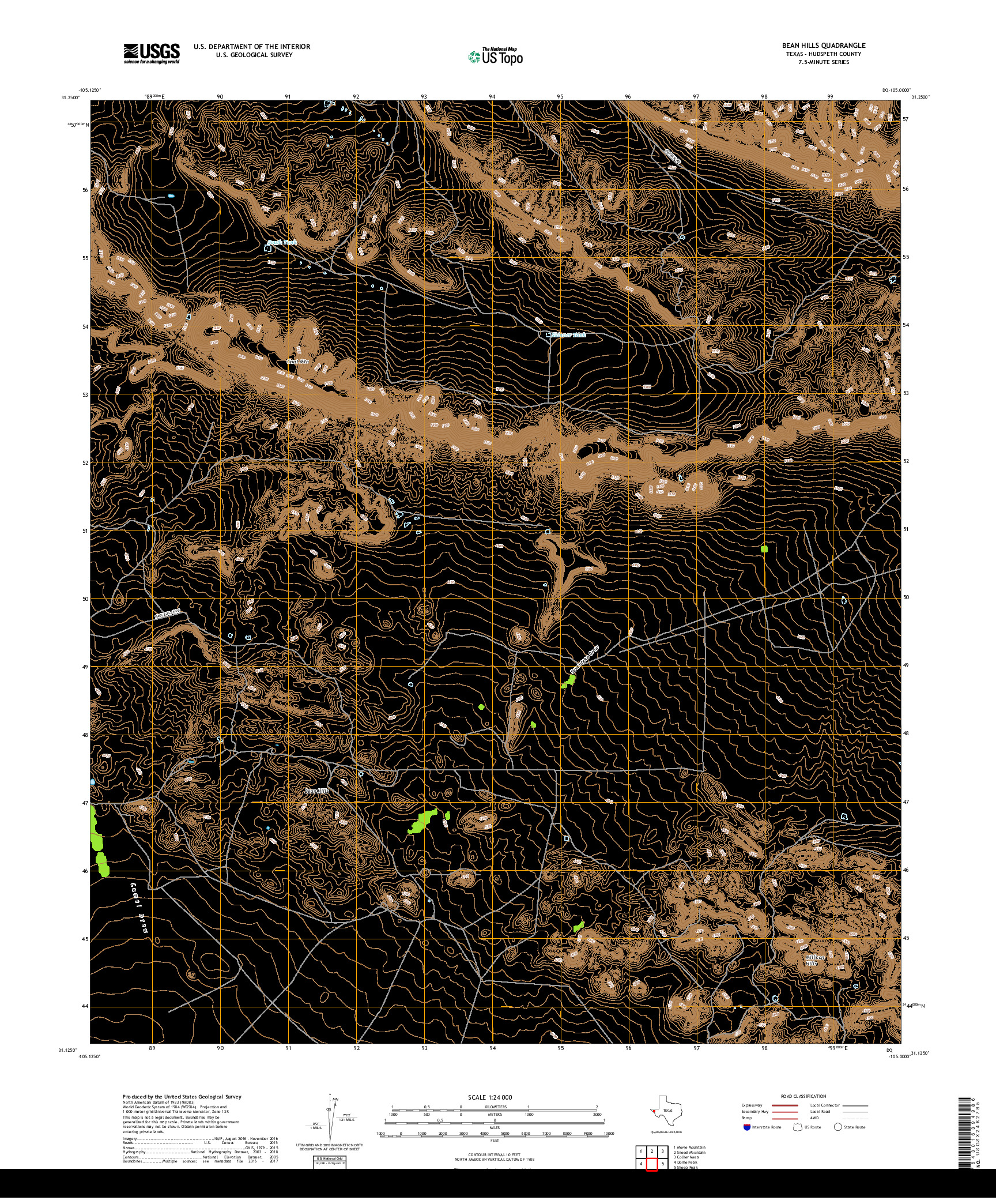 USGS US TOPO 7.5-MINUTE MAP FOR BEAN HILLS, TX 2019