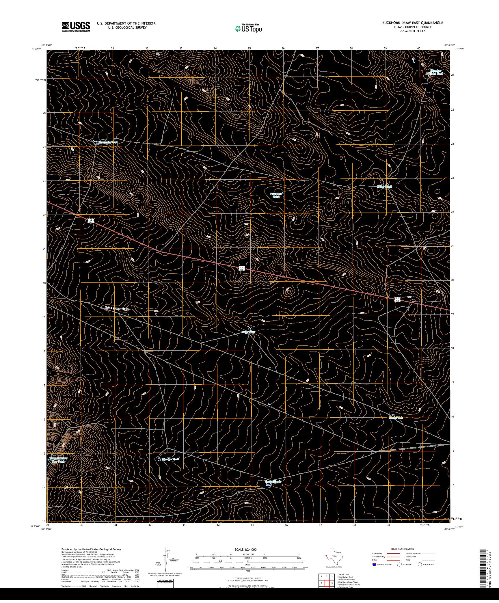 USGS US TOPO 7.5-MINUTE MAP FOR BUCKHORN DRAW EAST, TX 2019