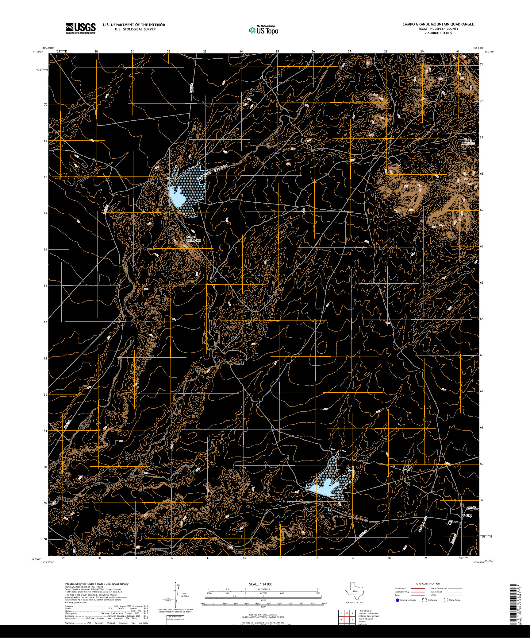 USGS US TOPO 7.5-MINUTE MAP FOR CAMPO GRANDE MOUNTAIN, TX 2019