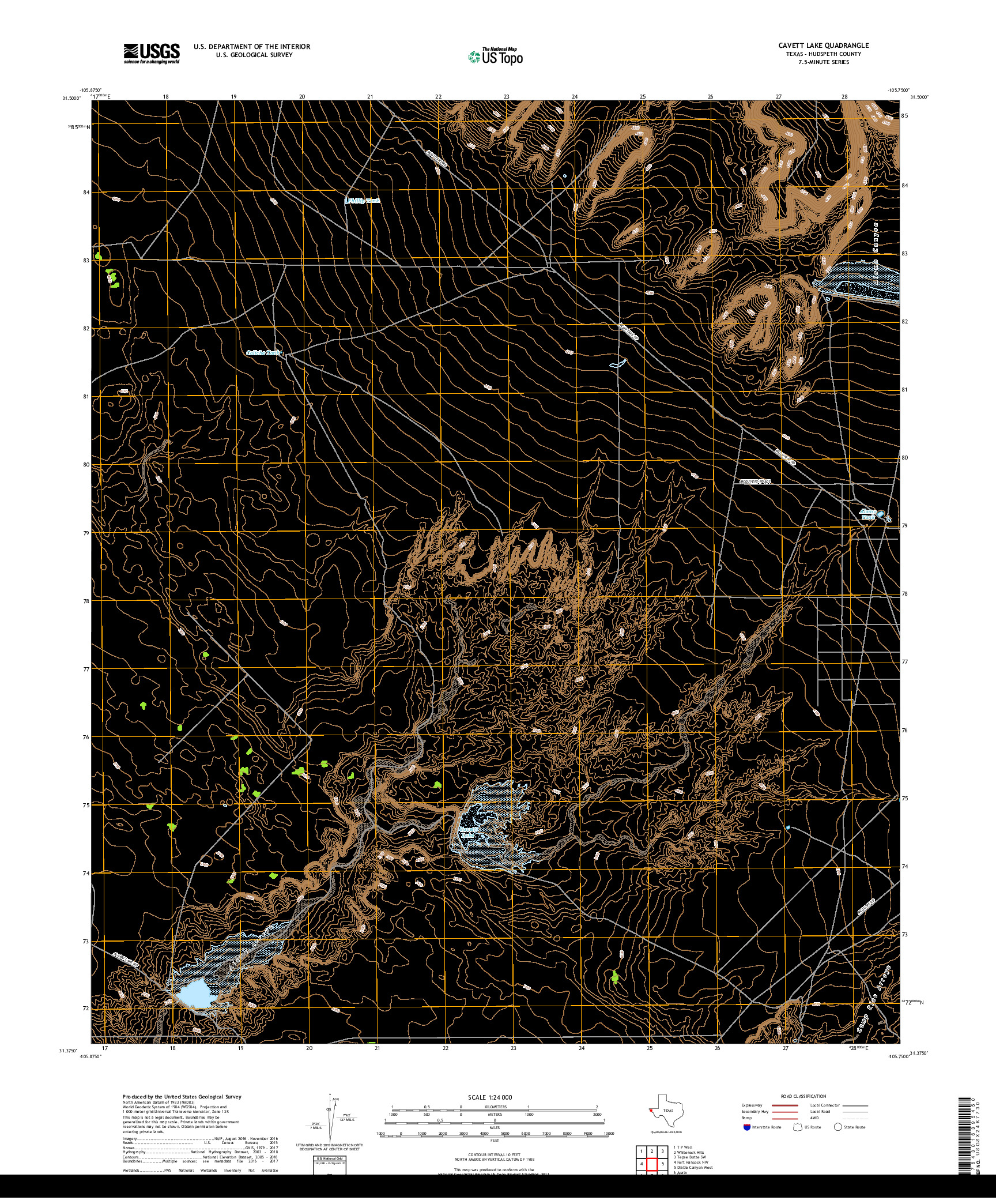 USGS US TOPO 7.5-MINUTE MAP FOR CAVETT LAKE, TX 2019