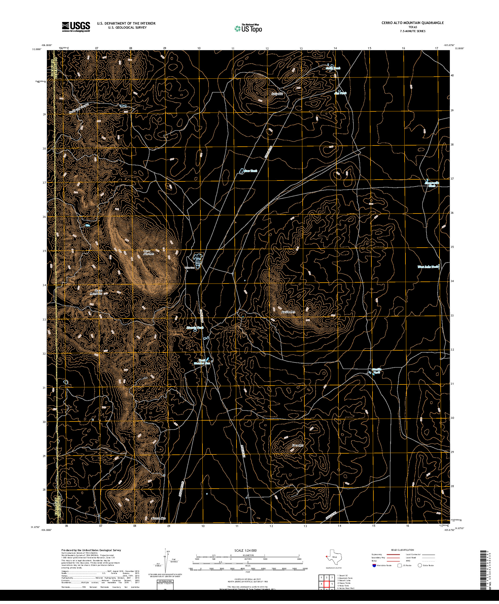 USGS US TOPO 7.5-MINUTE MAP FOR CERRO ALTO MOUNTAIN, TX 2019