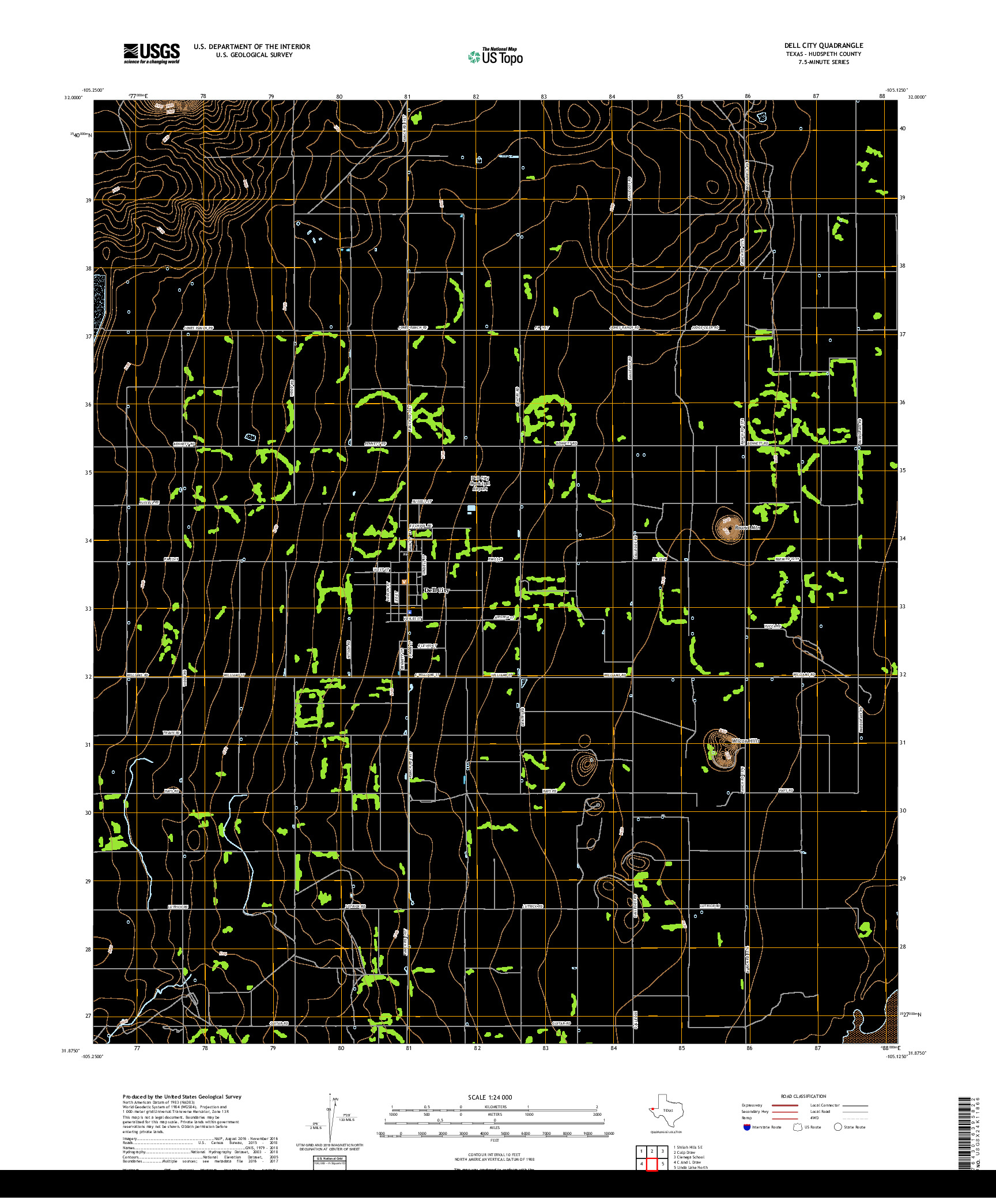 USGS US TOPO 7.5-MINUTE MAP FOR DELL CITY, TX 2019