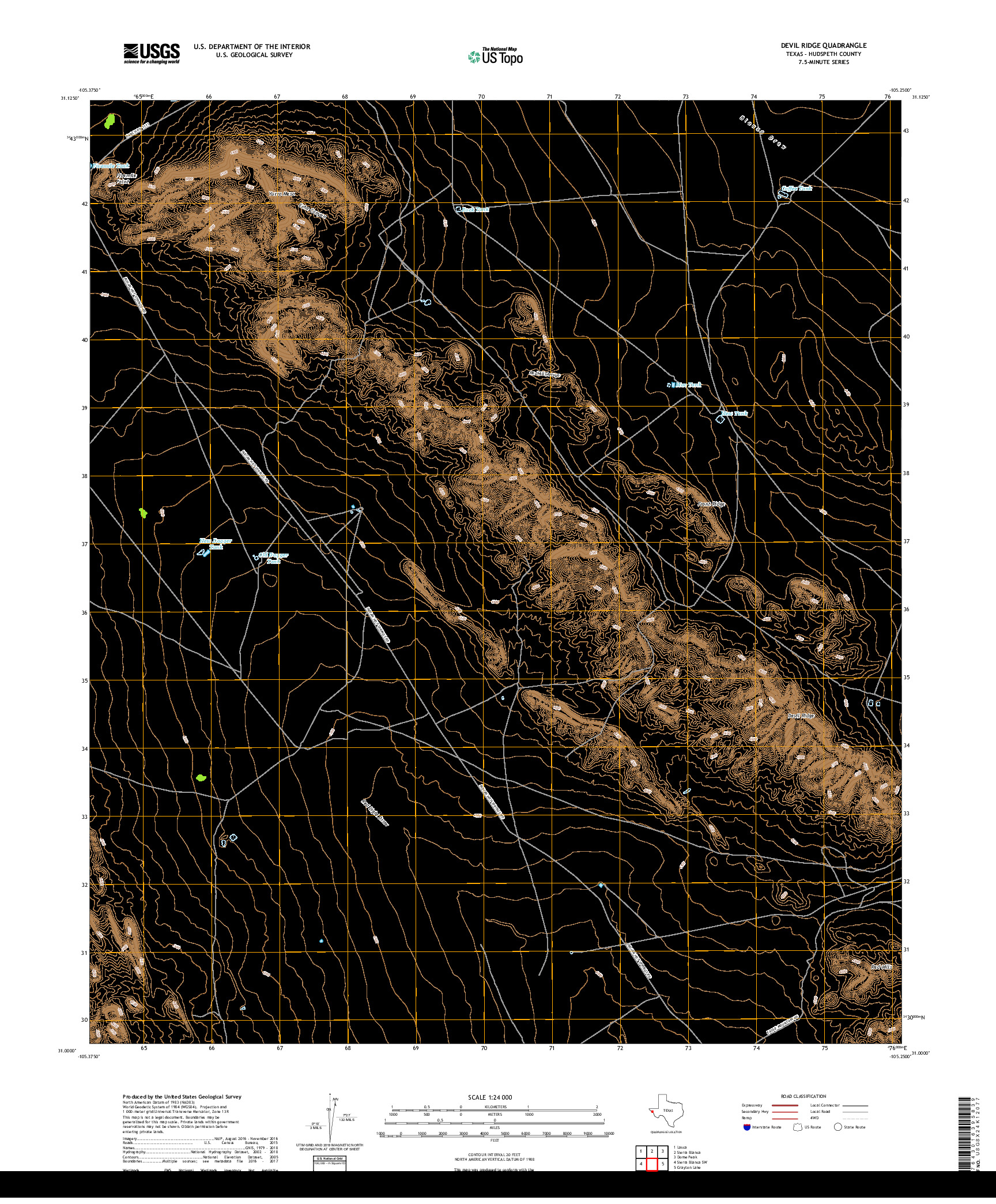 USGS US TOPO 7.5-MINUTE MAP FOR DEVIL RIDGE, TX 2019