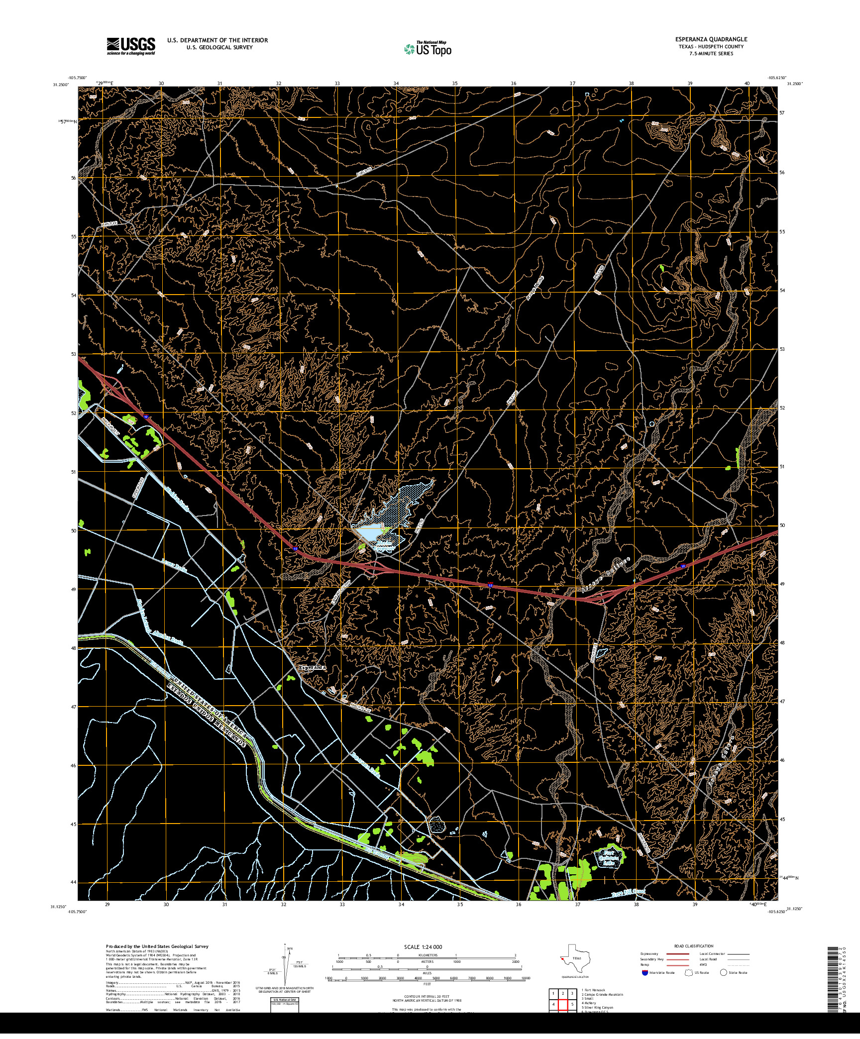 USGS US TOPO 7.5-MINUTE MAP FOR ESPERANZA, TX,CHH 2019